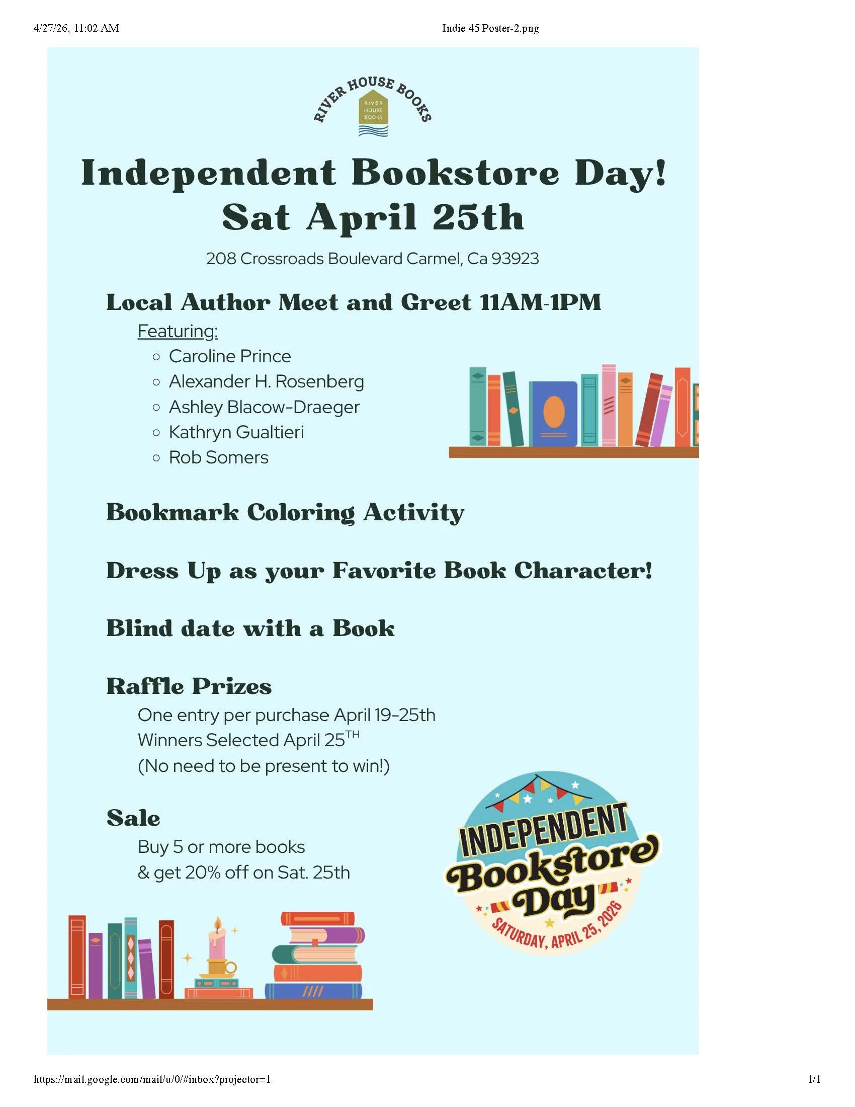 River House Books Carmel Author Event
