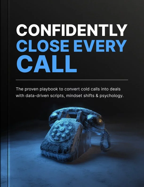 Book cover titled 'Confidently Close Every Call' with a frozen old rotary phone on a dark surface.
