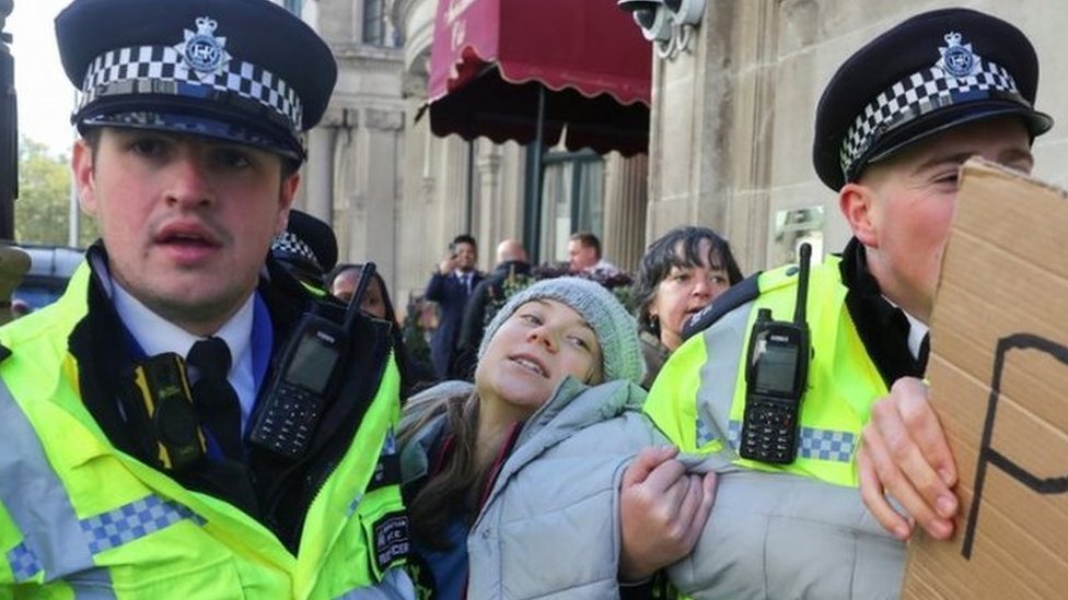 Greta Thunberg Arrested at London Protest Supporting Palestine Action Hunger Strikers

