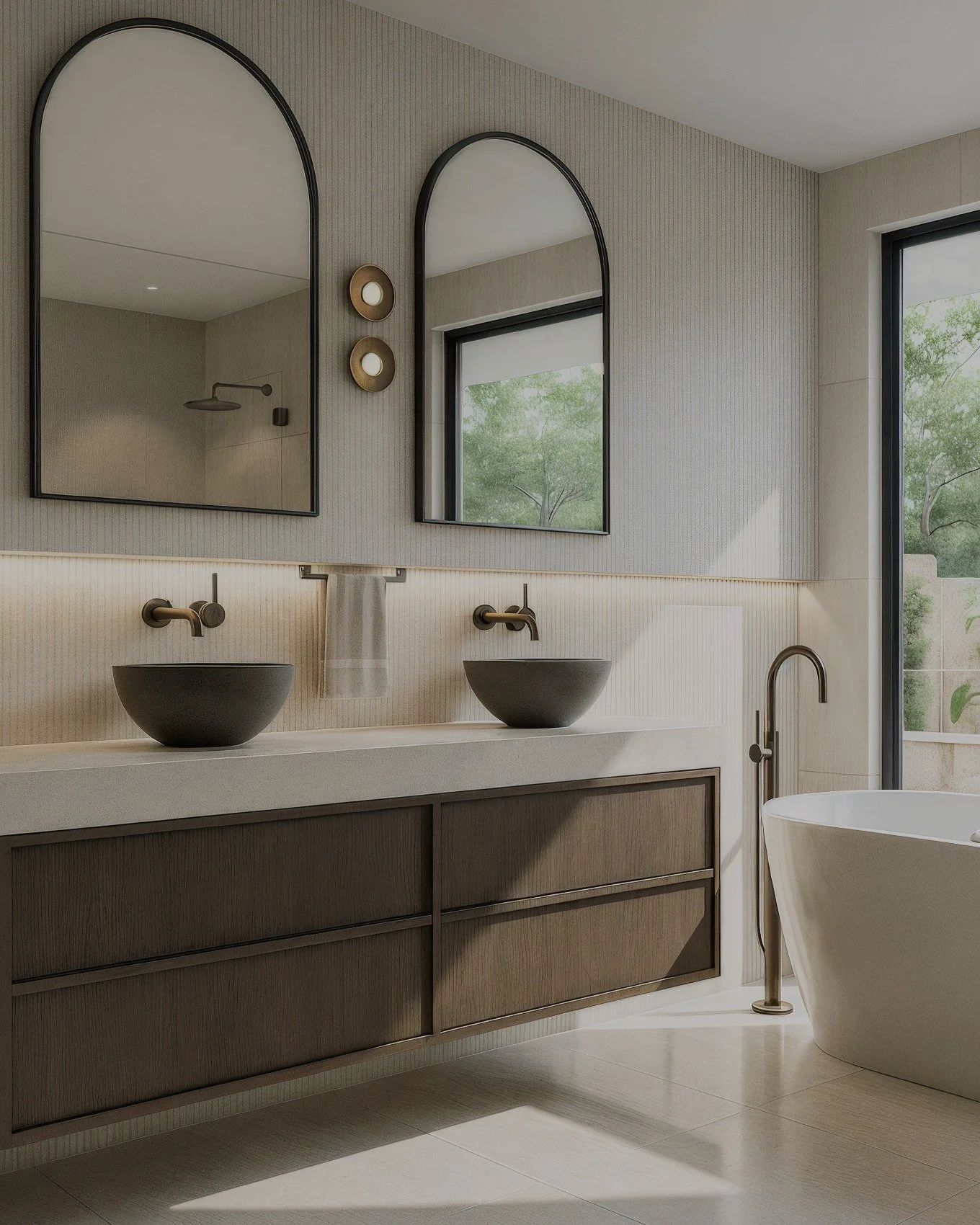A master ensuite renovation grounded in natural light and tonal harmony.

#MasterEnsuite #BathroomRenovation #InteriorDesign #SoftMinimalism #ModernBathroom #BathroomInspo #NeutralInteriors #QuietLuxury #ContemporaryDesign #TimelessDesign #OrganicMod