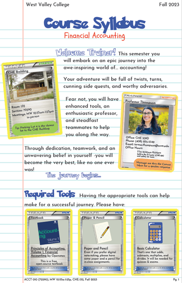 Page 1 of Pokemon Themed Syllabus