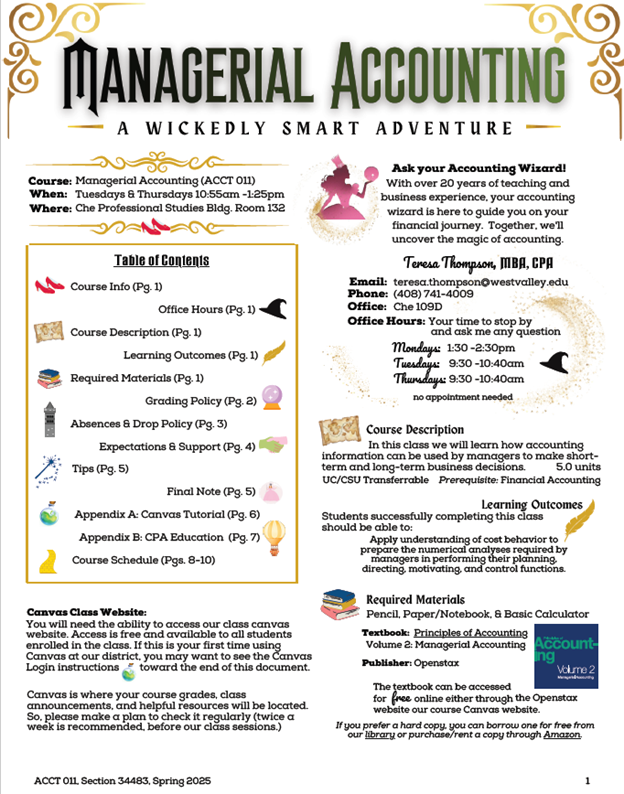 Page 1 of Wicked-Themed Syllabus