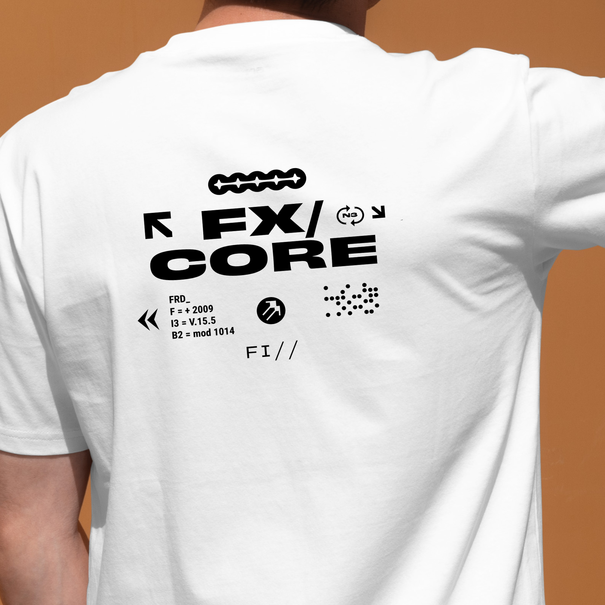 White FXCORE Tee (front) – AS Colour 5001T