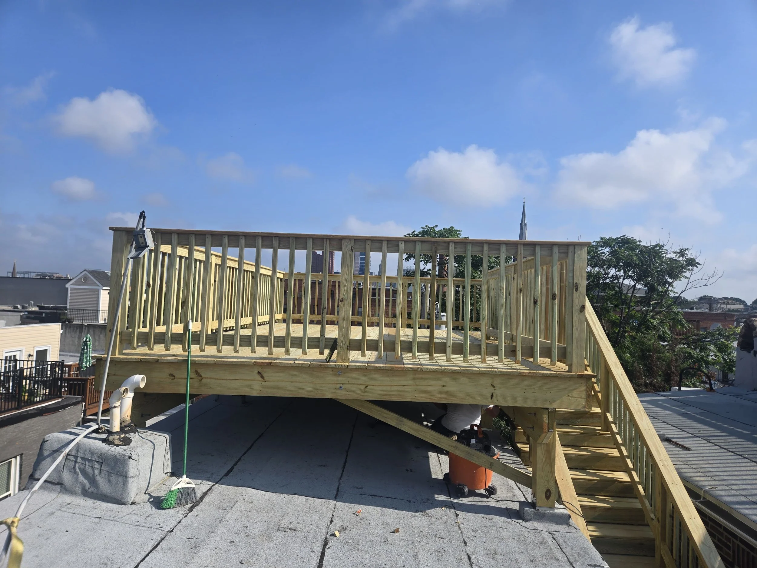 Luxury deck, custom deck, vinyl handrails, Lumber handrails, lumber deck, composite boards, door deck, elevated deck, engineering, architectural, structural deck, framing deck; Lumber deck, roof deck, elevated deck, decks in new york city, decks buil