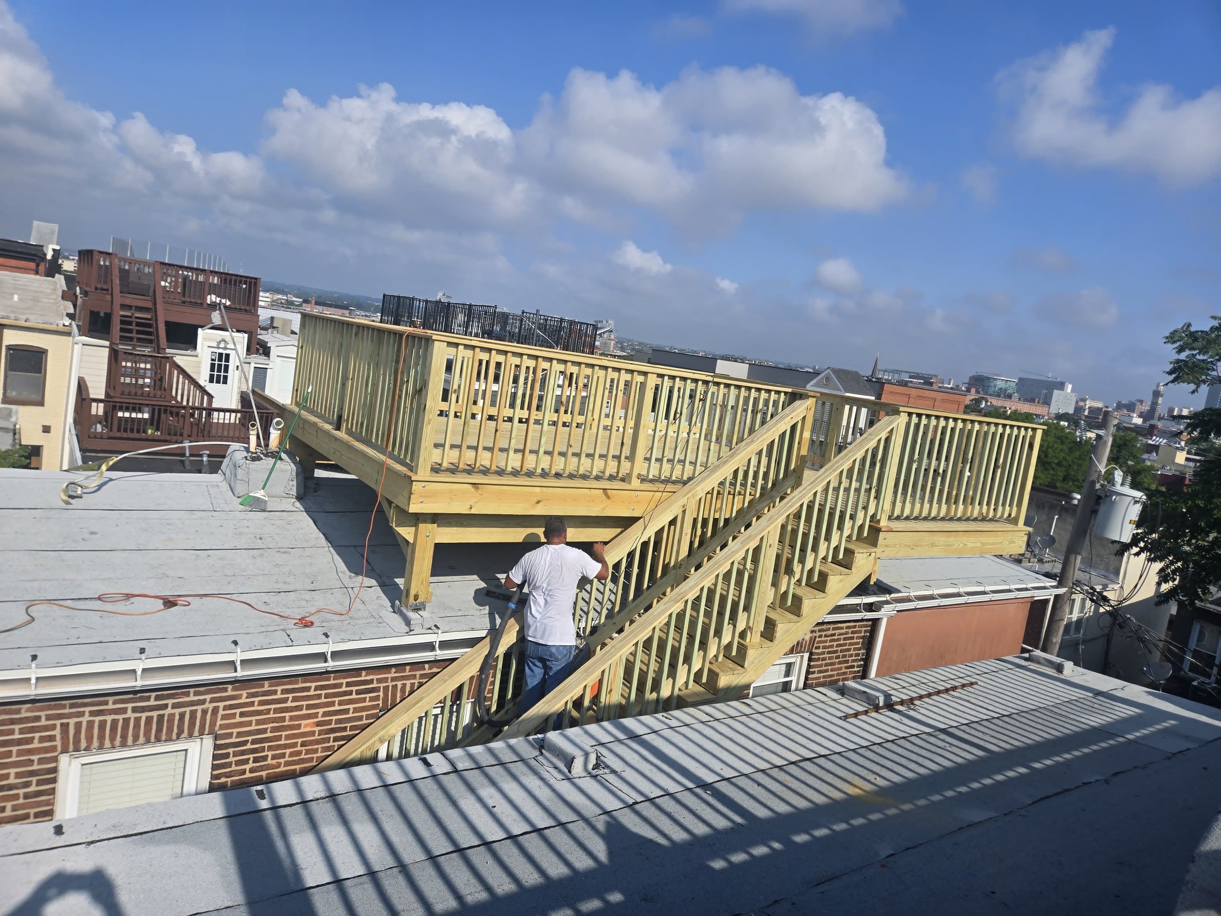 Luxury deck, custom deck, vinyl handrails, Lumber handrails, lumber deck, composite boards, door deck, elevated deck, engineering, architectural, structural deck, framing deck; Lumber deck, roof deck, elevated deck, decks in new york city, decks buil