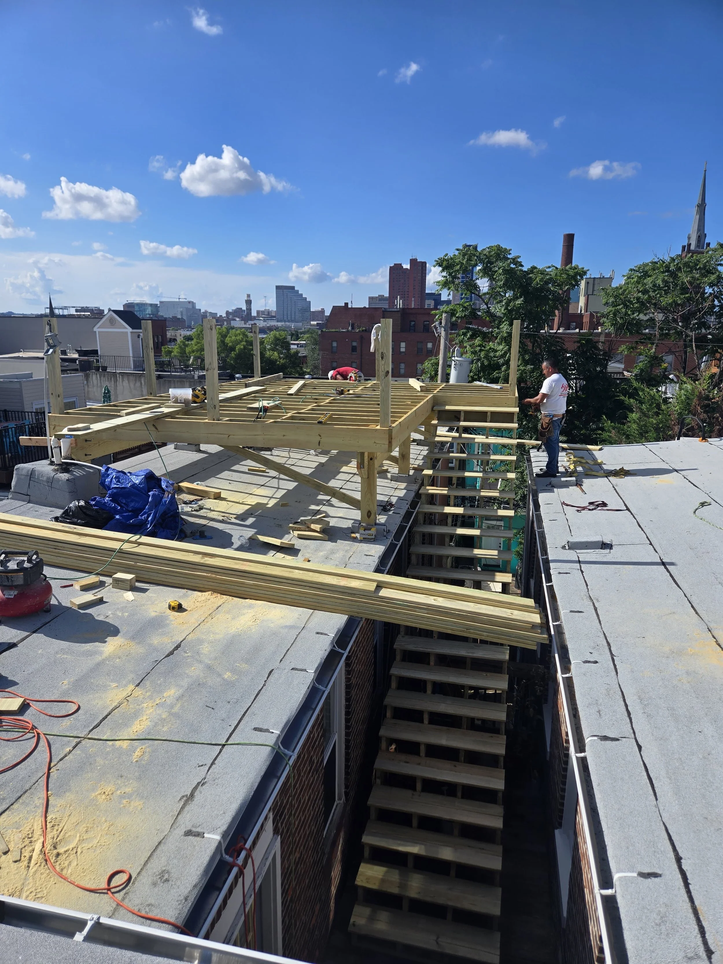 Luxury deck, custom deck, vinyl handrails, Lumber handrails, lumber deck, composite boards, door deck, elevated deck, engineering, architectural, structural deck, framing deck; Lumber deck, roof deck, elevated deck, decks in new york city, decks buil