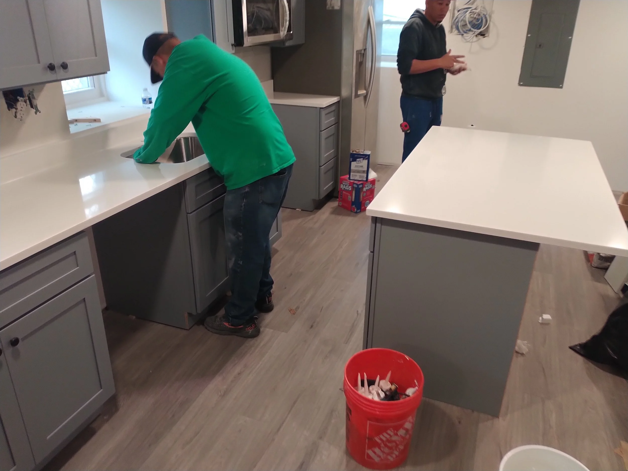 Premium white quartz countertop installation in Odenton, Maryland. Durable and elegant surfaces expertly fitted for a contemporary chef's kitchen.