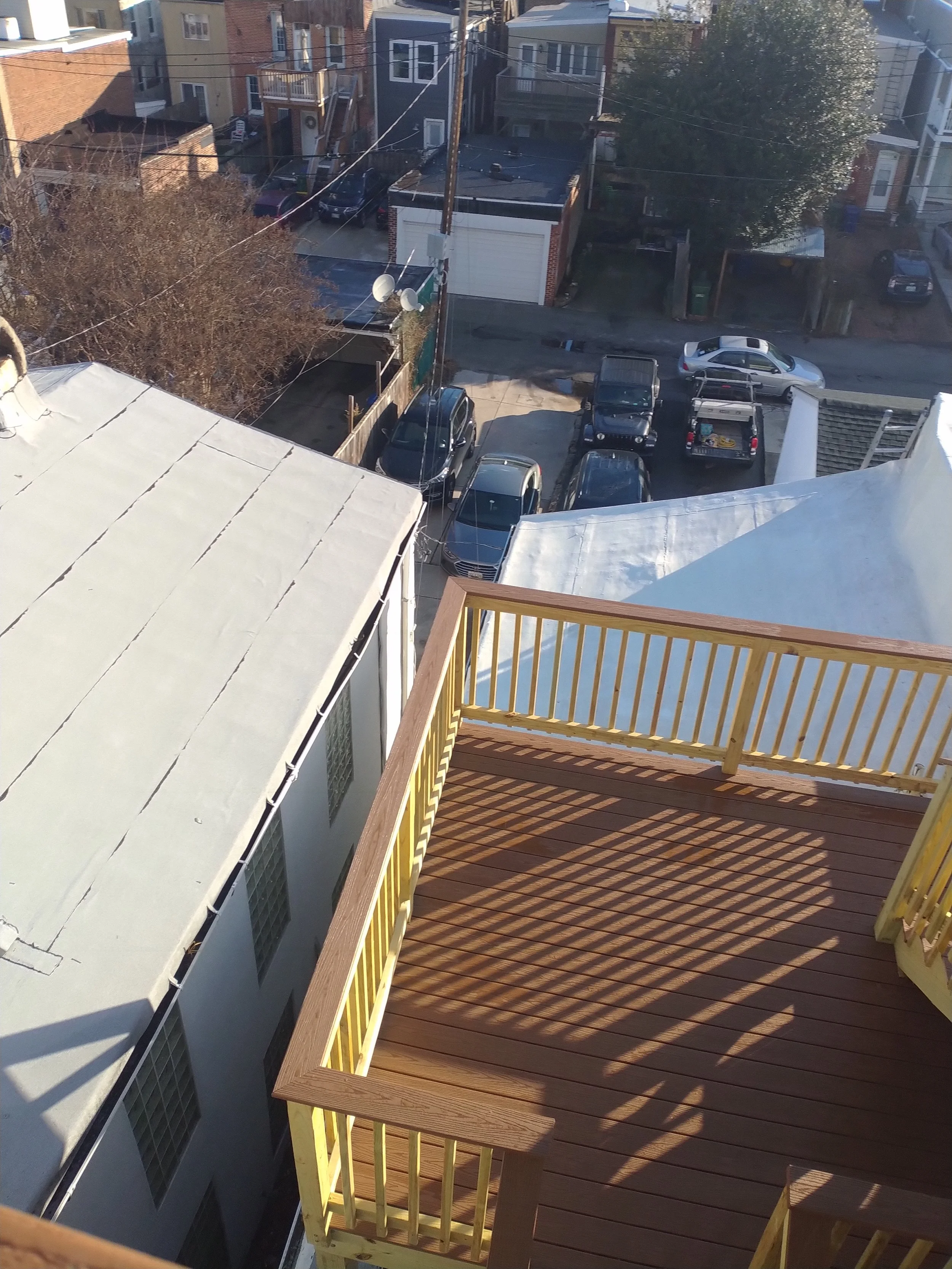 Luxury deck, custom deck, vinyl handrails, Lumber handrails, lumber deck, composite boards, door deck, roof deck, elevated deck, structural deck, framing deck; Lumber deck, roof deck, elevated deck, decks in New York City, decks builder in NYC, deck 