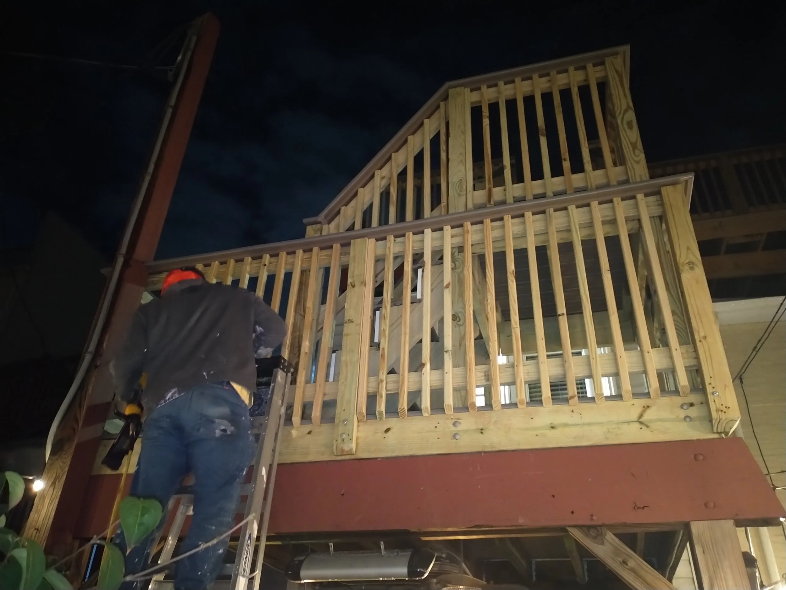 Solid elevated deck support posts and foundation. High-quality structural engineering in Bushwick, New York City.