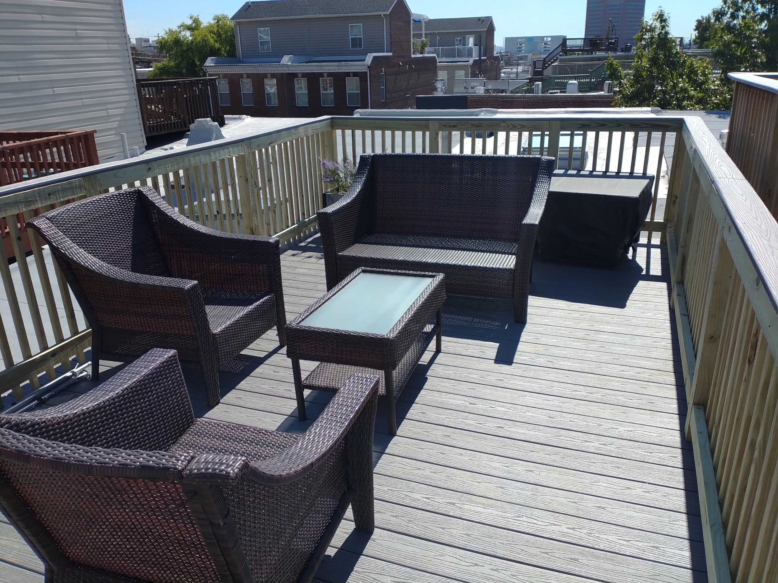 Modern composite deck installation in NJ with flexible monthly financing plans. Professional deck builder with financing in NJ and Maryland.