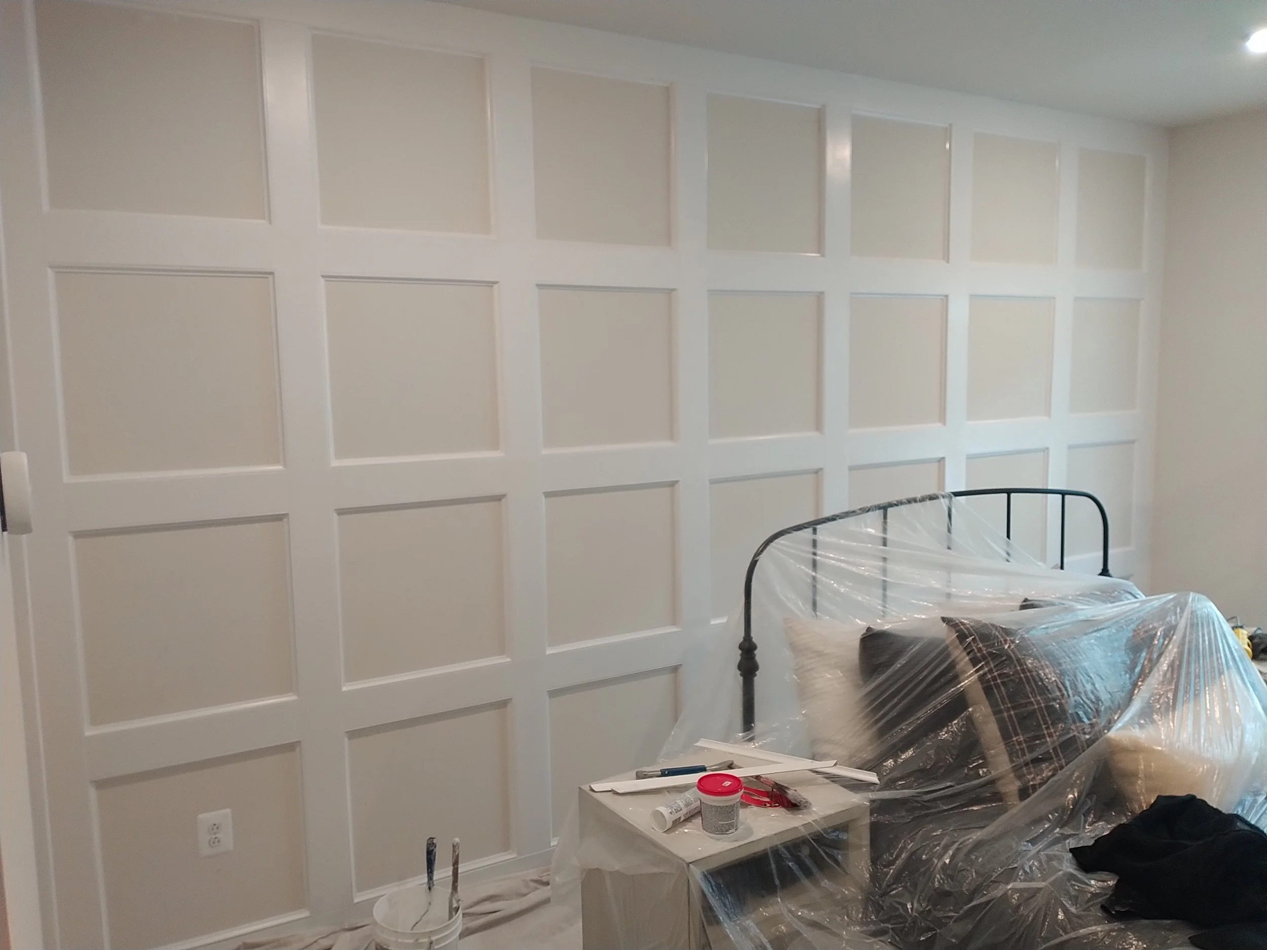 Accent wall, interior wall, custom bedroom, interior design, interior painting, luxury ideas
Modern recessed lighting and ceiling fan installation. Professional electrical upgrades for residential bedrooms in Towson.