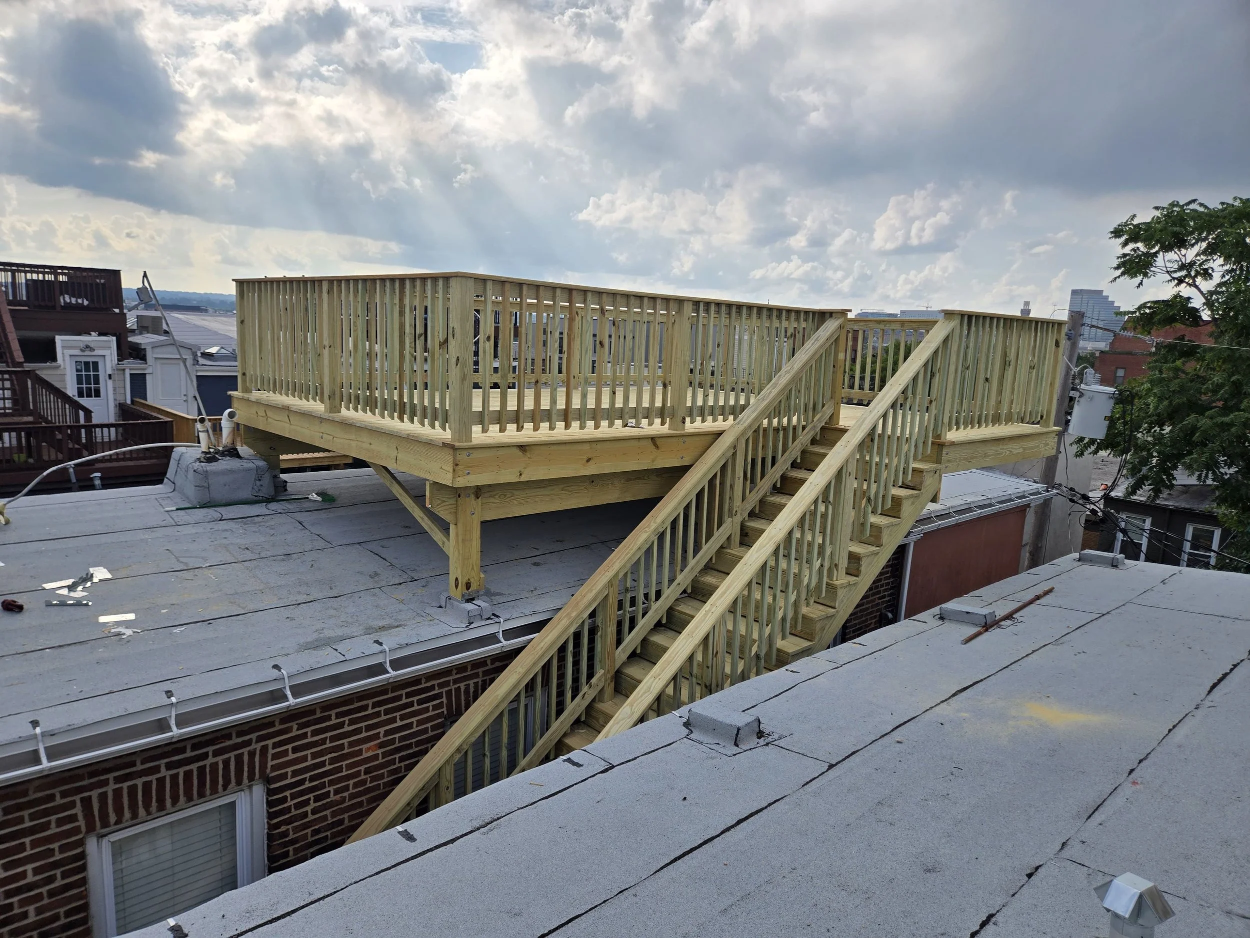 Luxury deck, custom deck, vinyl handrails, Lumber handrails, lumber deck, composite boards, door deck, elevated deck, engineering, architectural, structural deck, framing deck; Lumber deck, roof deck, elevated deck, decks in new york city, decks buil