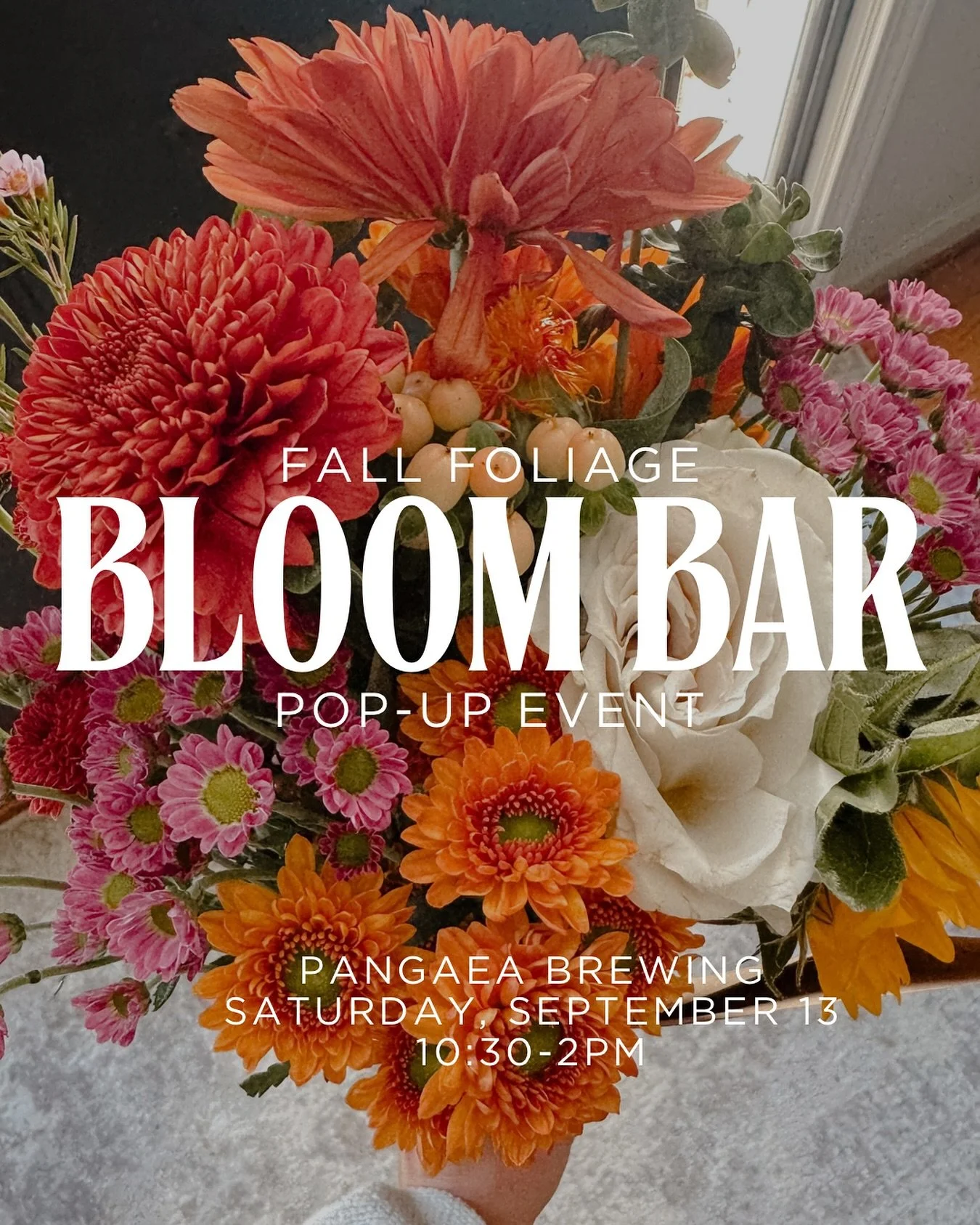 Come see us tomorrow at @pangaeabrewing from 10:30-2 and build your own beautiful fall bouquet at our bloom bar!🍂🍁🧡🤎🍄&zwj;🟫