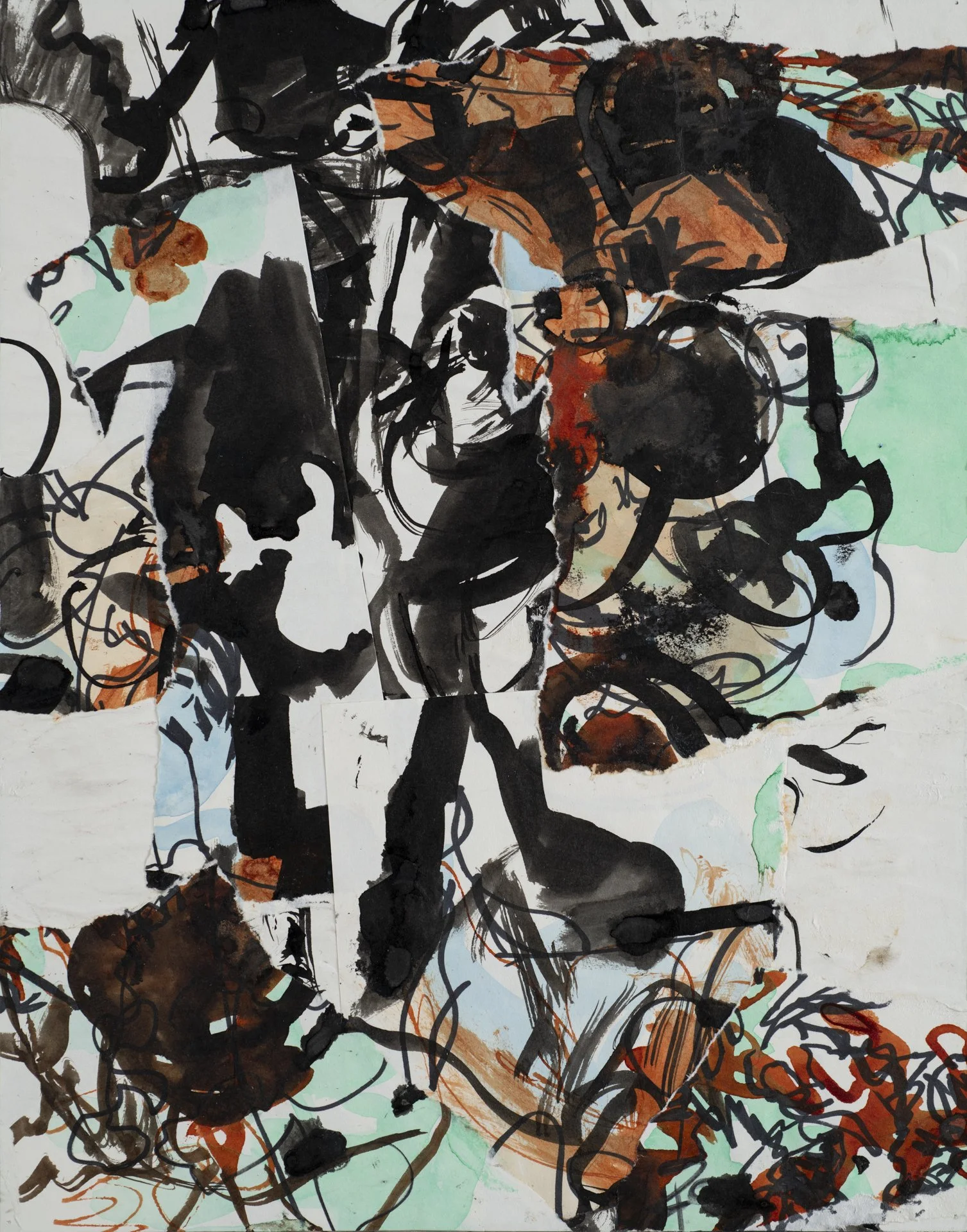 Untitled (#1), 2024. Ink on paper, mounted on cradled panel. 36 x 28 x 5 cm / 14 x 11 x 2 in