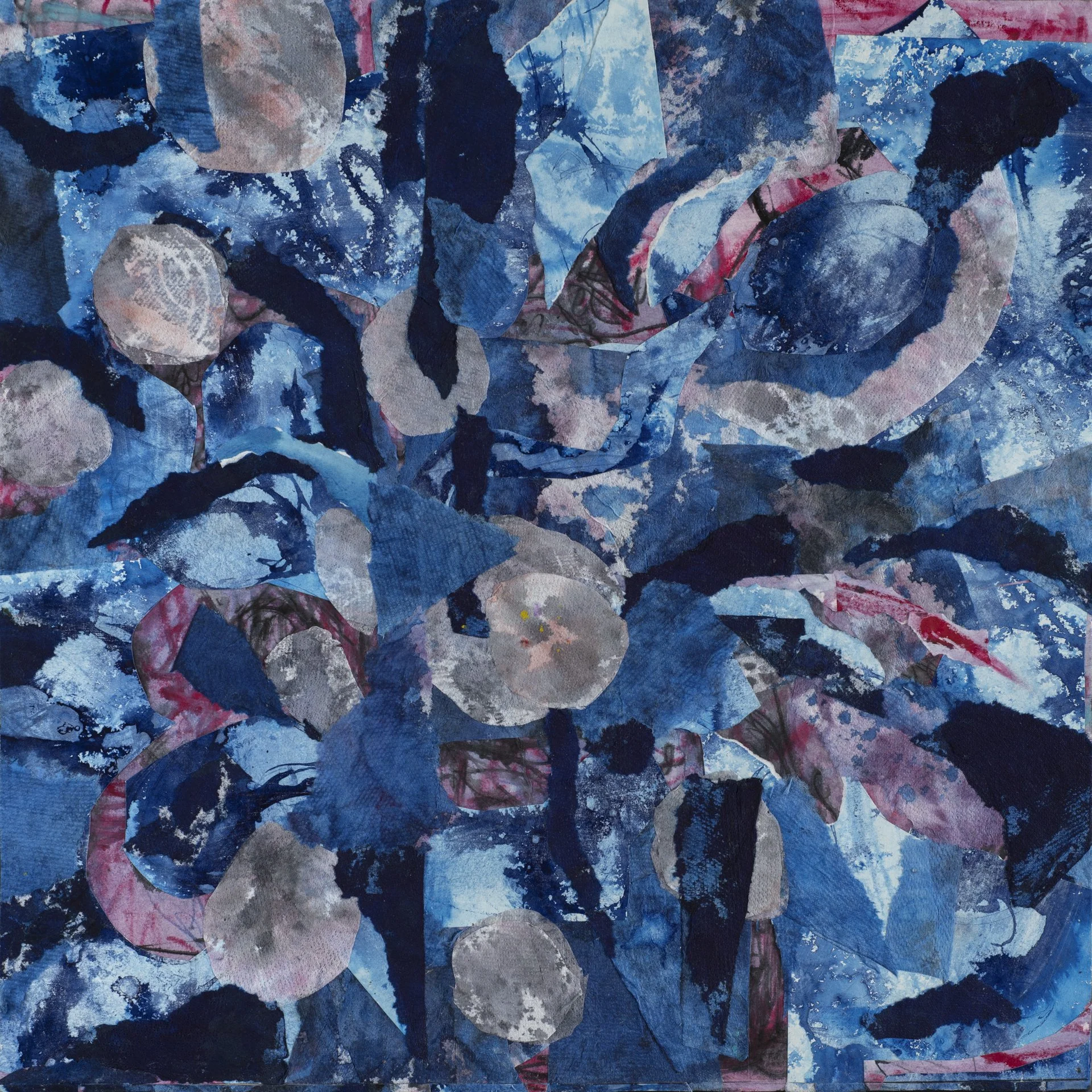 Untitled (#13), 2025. 
Mixed media on paper, mounted on cradled panel. 
51 x 51 x 5 cm / 20 x 20 x 2 in