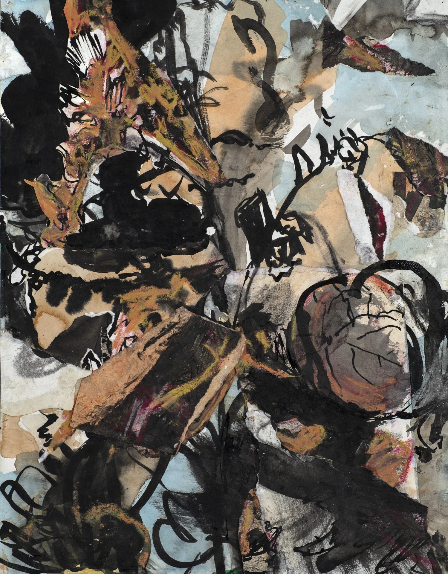 Untitled (#2), 2024. Mixed media on paper, mounted on cradled panel. 36 x 28 x 5 cm / 14 x 11 x 2 in