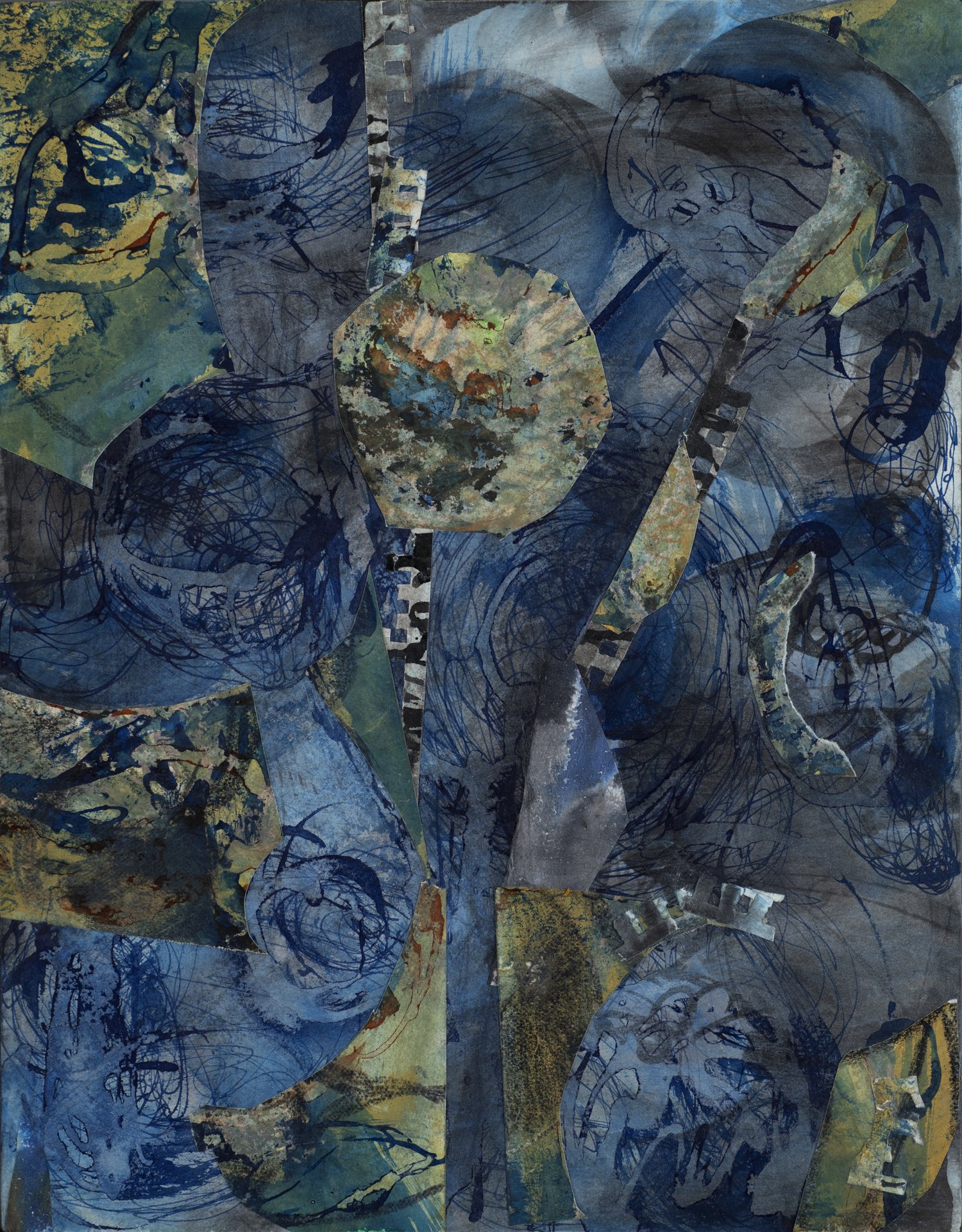 Untitled (#11), 2024. Mixed media on paper mounted on cradled panel. 36 x 28 x 5 cm / 14 x 11 x 2 in