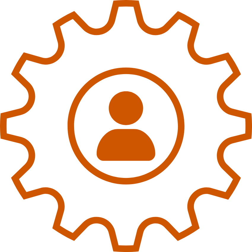 gear icon with person at center