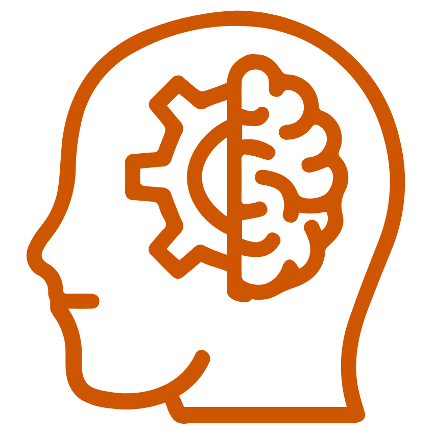 head with gear in brain icon