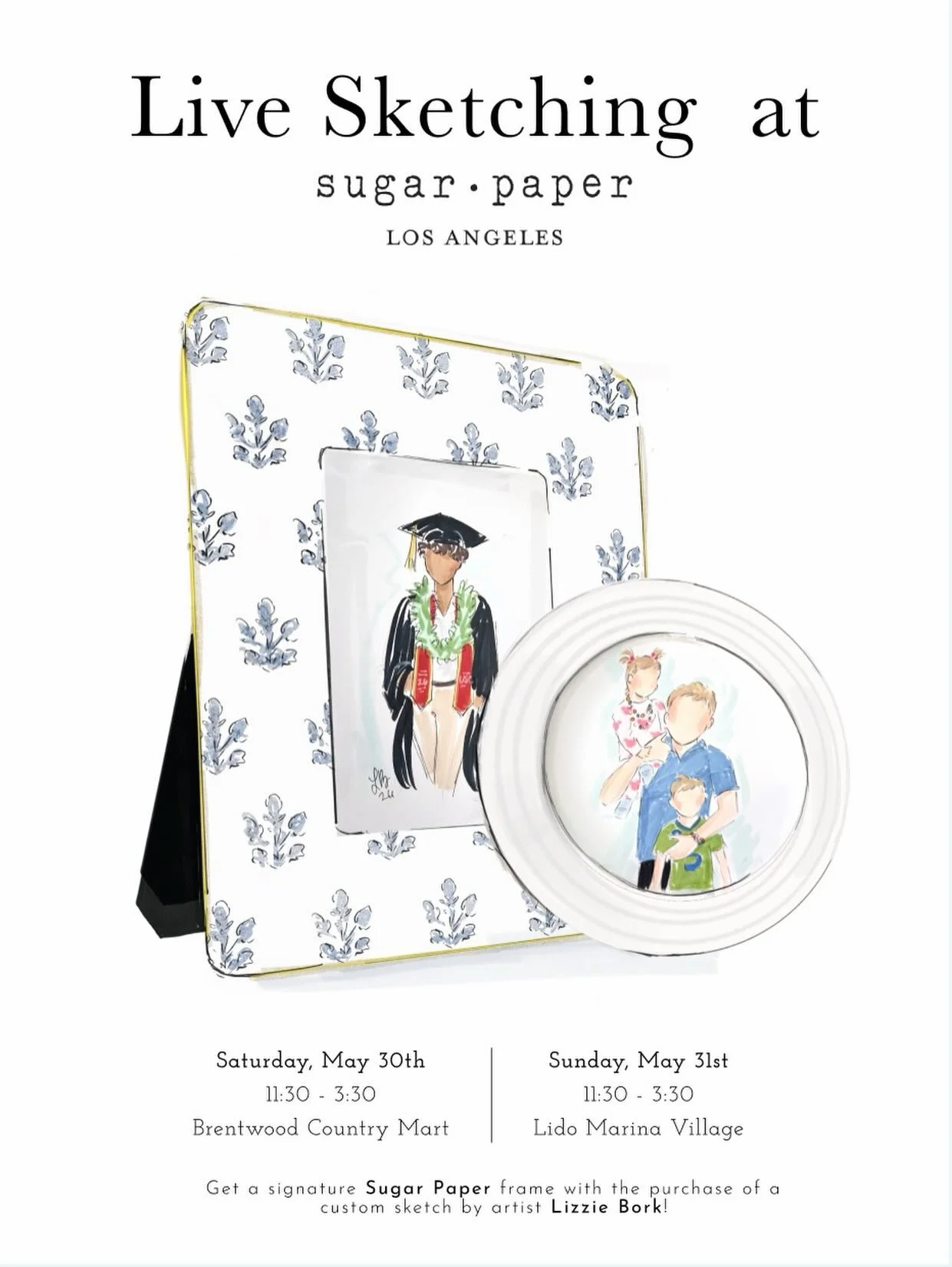 ✨The gift they&rsquo;ll keep long after the celebration ends? A custom framed sketch ✏️🎓

Just in time for Father&rsquo;s Day + graduation season, I&rsquo;m popping up with @sugarpaperla at BOTH store locations for live sketching events!

Each sketc