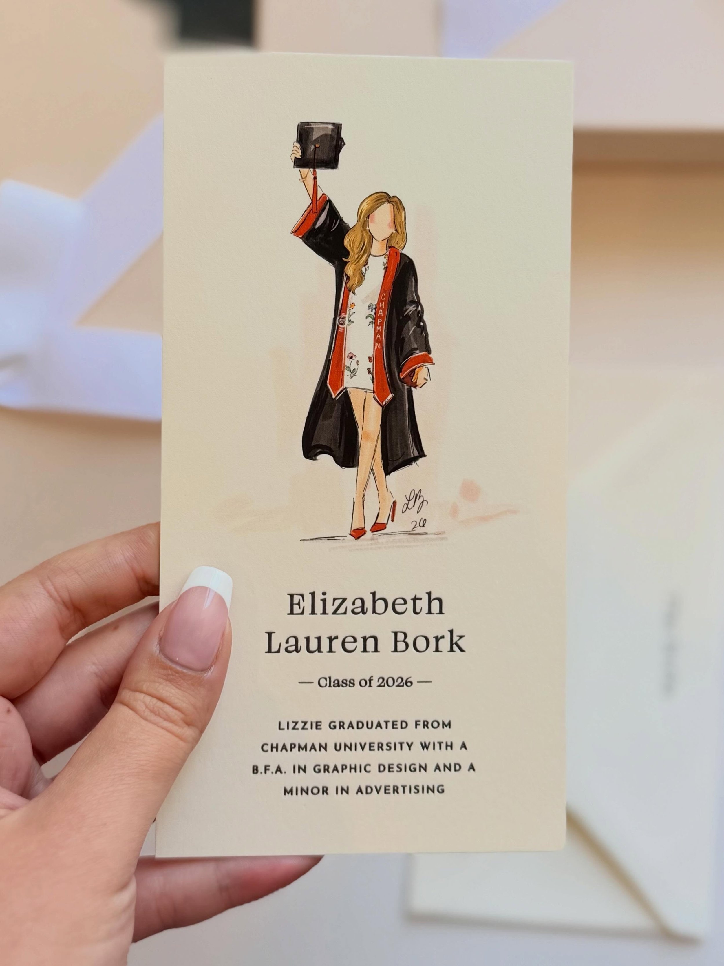 As a fellow class of 2026 grad, I&rsquo;m excited to share that I&rsquo;ve partnered with @sugarpaperla to bring my sketches to life in a custom grad card! 

Their quality and attention to detail is truly perfection and I&rsquo;m so thrilled with how
