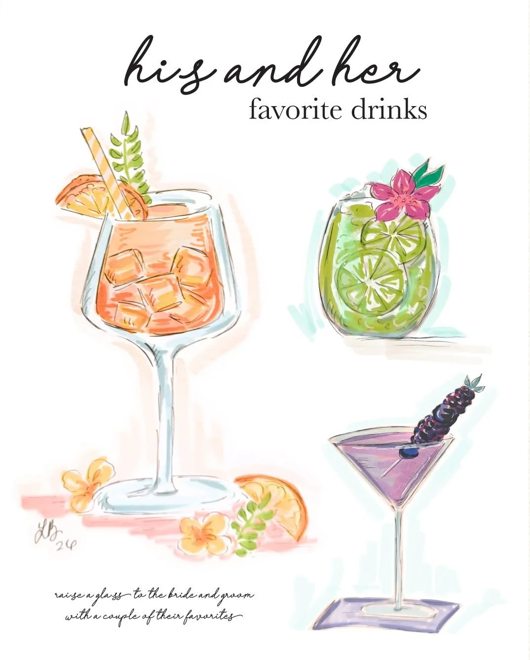 ✨🍹Adding a little personality to cocktail hour🍸✨

A custom illustrated bar menu featuring the couple&rsquo;s favorite cocktails? Cheers to that. 🥂

From Aperol Spritzes to Espresso Martinis, these hand-sketched menus are the perfect detail to make
