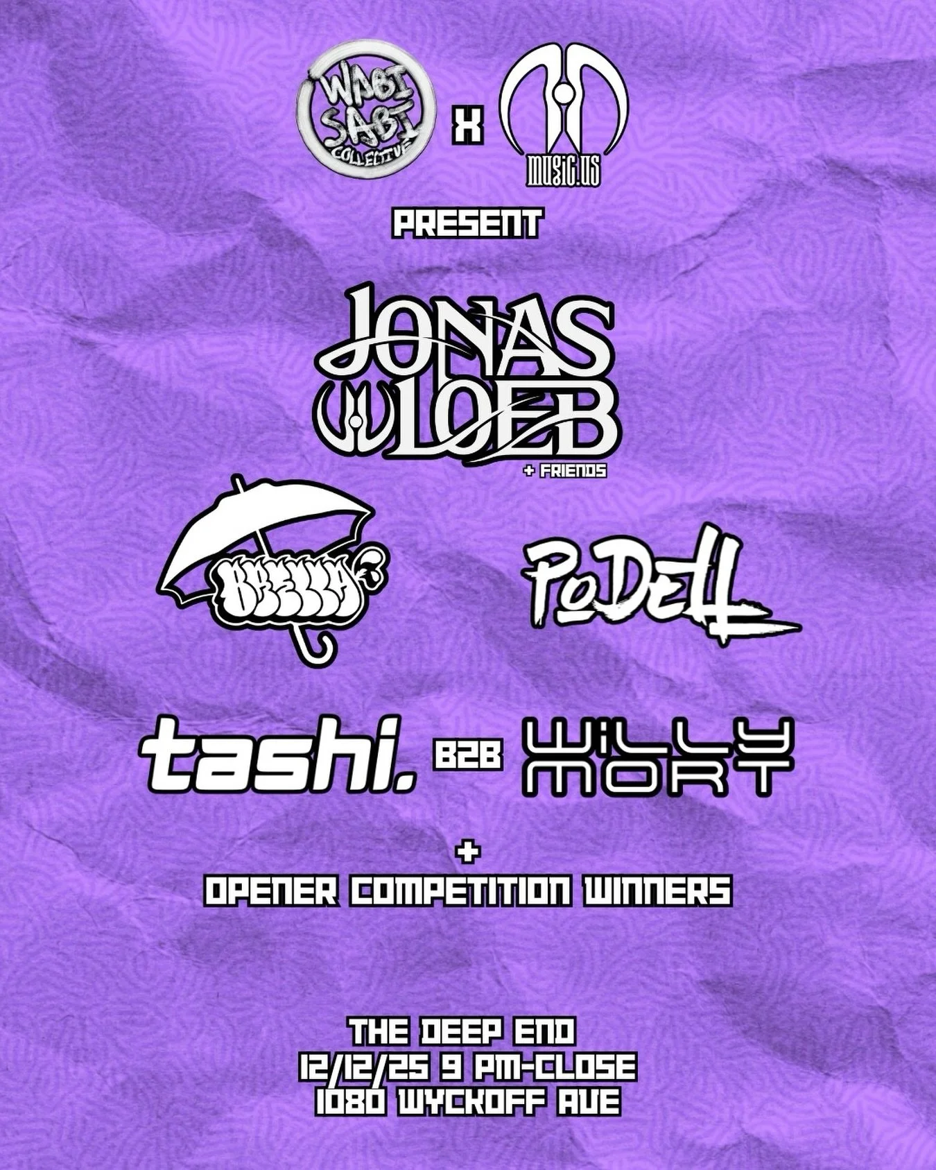 @mugic.us is taking over the @deependnyc this Friday, 12/12! @jonasloeb, @brellawubs, @podell.bass, @tashisounds, and @will_emort will be throwing down all night 😤 we&rsquo;re kicking off the evening with the winners of the Mugic Opener Competition,