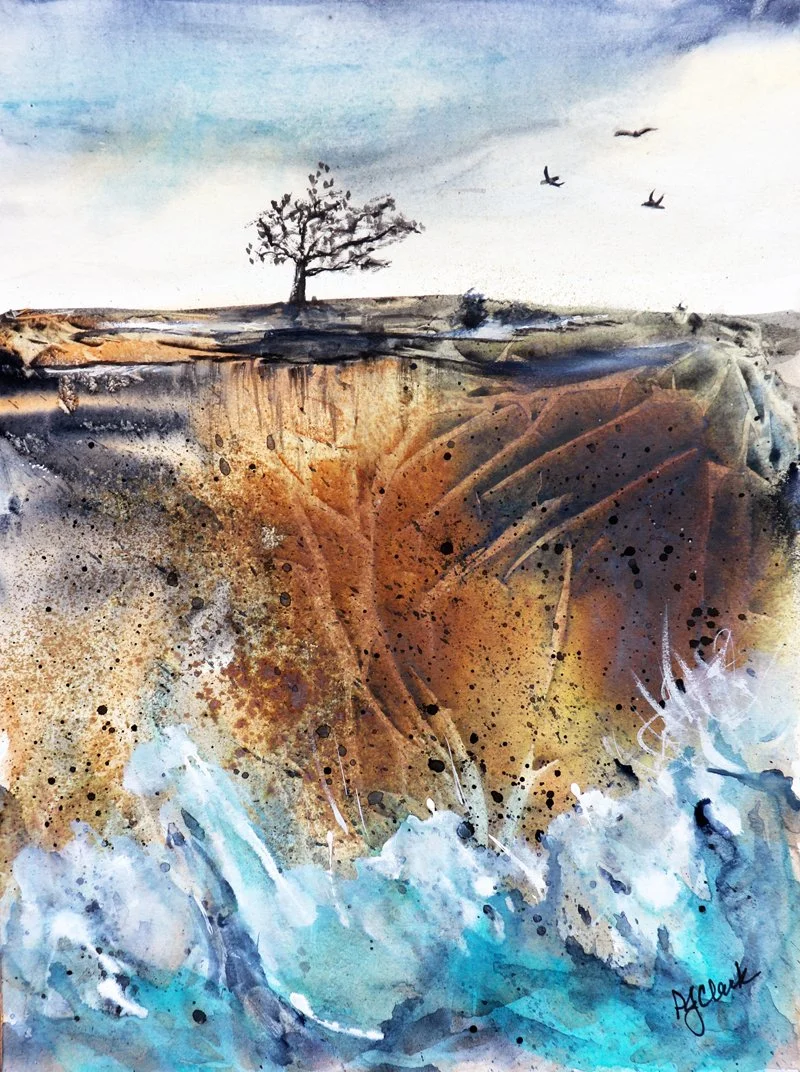 Abstract cliff tree ocean water.jpg