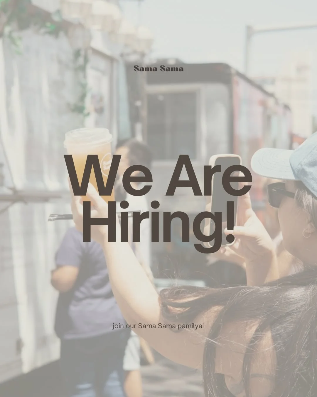 ✨ WE&rsquo;RE HIRING ✨

Sama Sama is looking for new team members to join our growing pamilya.

We&rsquo;re looking for reliable, positive, team-oriented individuals who love hospitality, enjoy working in a fast-paced environment, and want to be part
