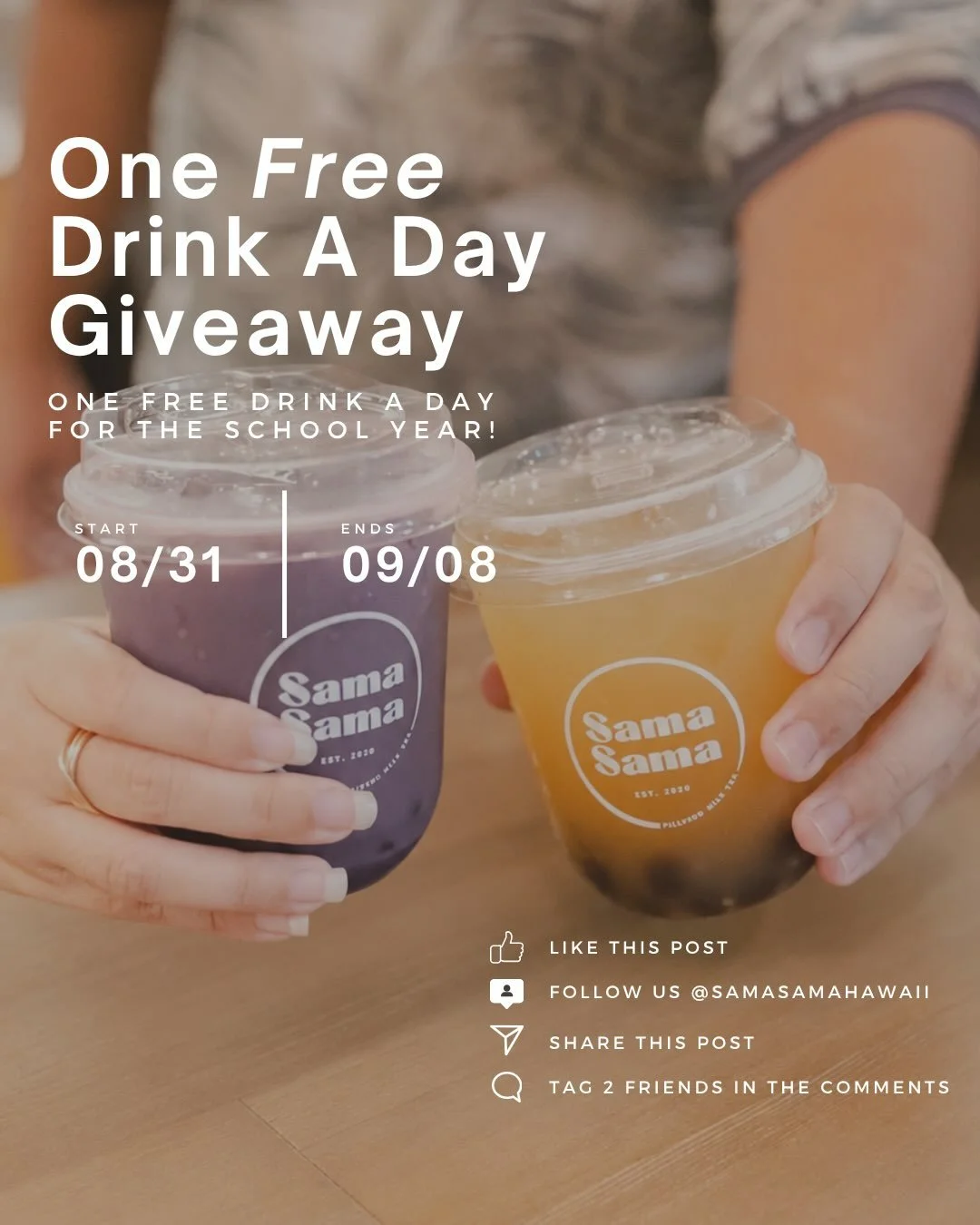 As we welcome in a new school year, we&rsquo;re bringing back a favorite tradition of ours for the @leewardcc community 😉⁠
⁠
To commemorate the new school year, we&rsquo;re doing a giveaway to give one lucky winner from LCC to receive one free drink