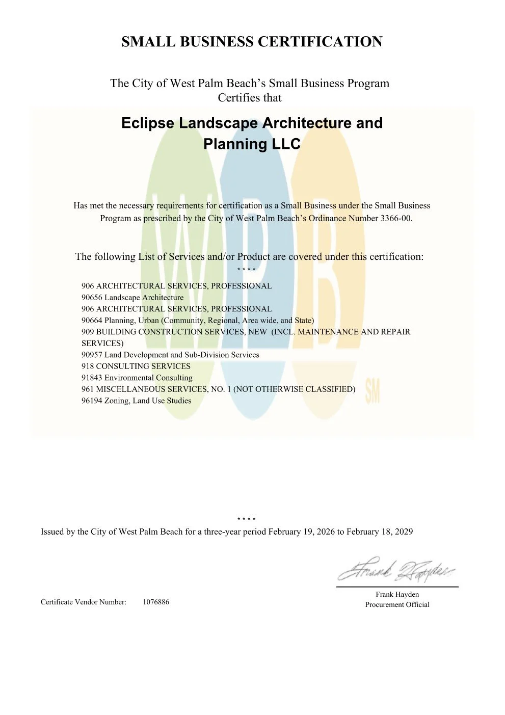 Certified West Palm Beach Small Business