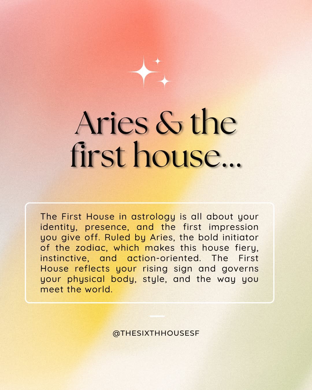 The First House is your cosmic intro—your vibe, your look, your “hi, nice to meet me.” Ruled by Aries, it’s where bold beginnings live. Think rising sign energy: how you show up, how you move, how you are.
Your main characte