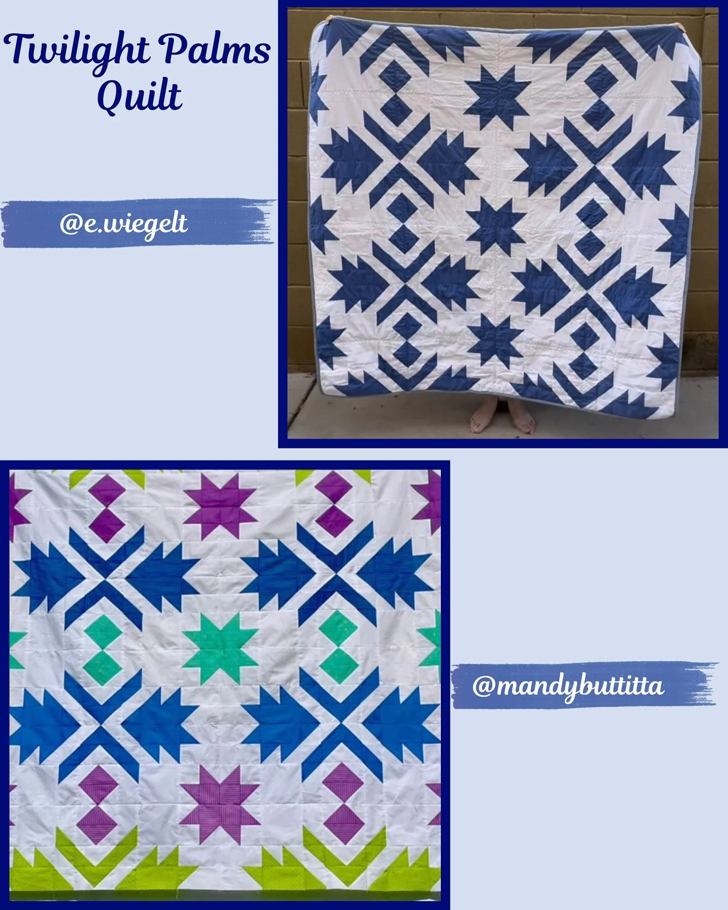 I love seeing how this pattern transforms with different fabric choices! On the top is a timeless two-tone traditional version&mdash;so classic and striking. On the bottom, a colorful modern take that&rsquo;s full of energy and personality. 

A huge 