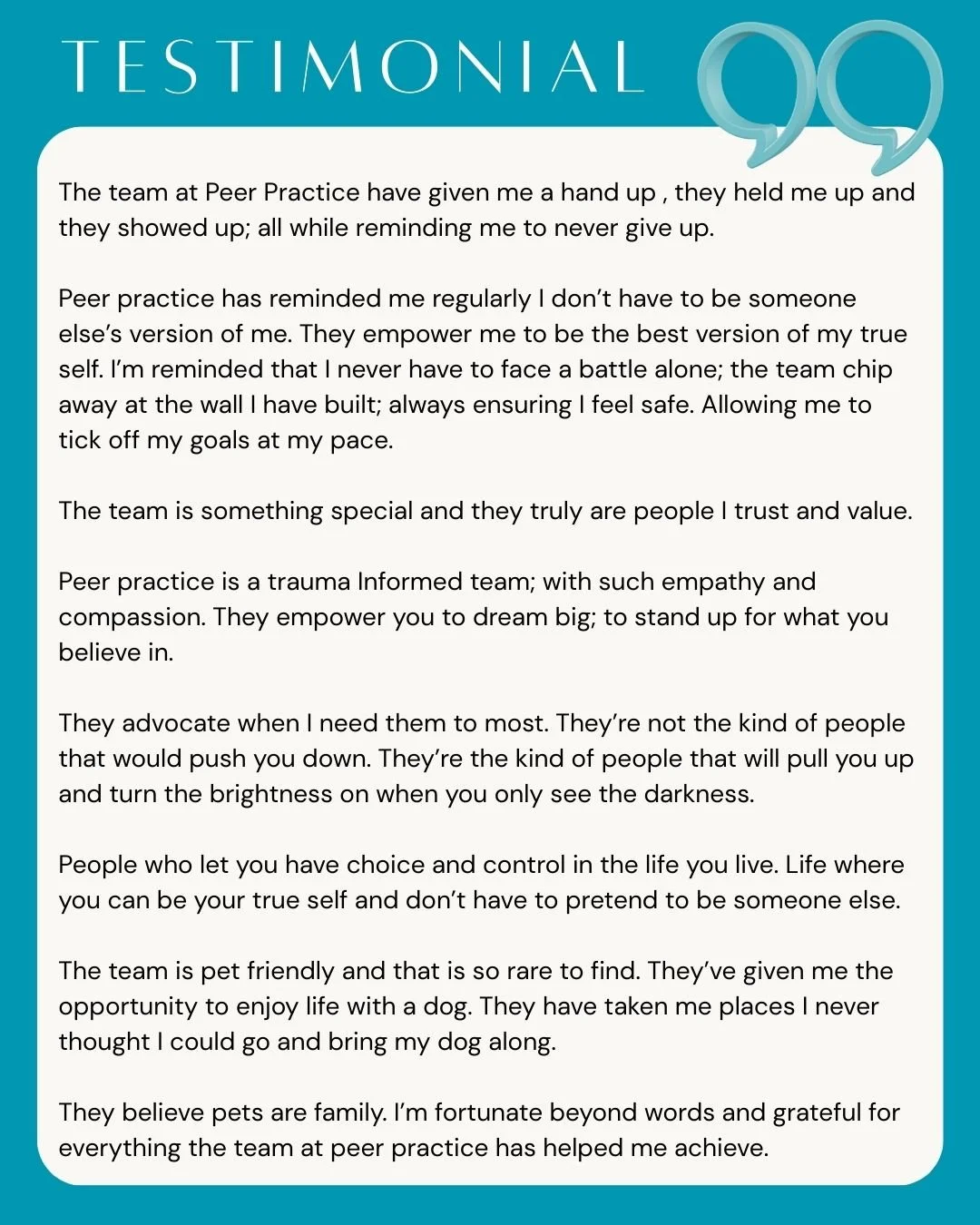 "

They pull you up and turn the brightness on when you only see the darkness." 💡

We are feeling incredibly moved today after receiving this beautiful feedback from one of our Participants. At The Peer Practice, our mission is to ensure n