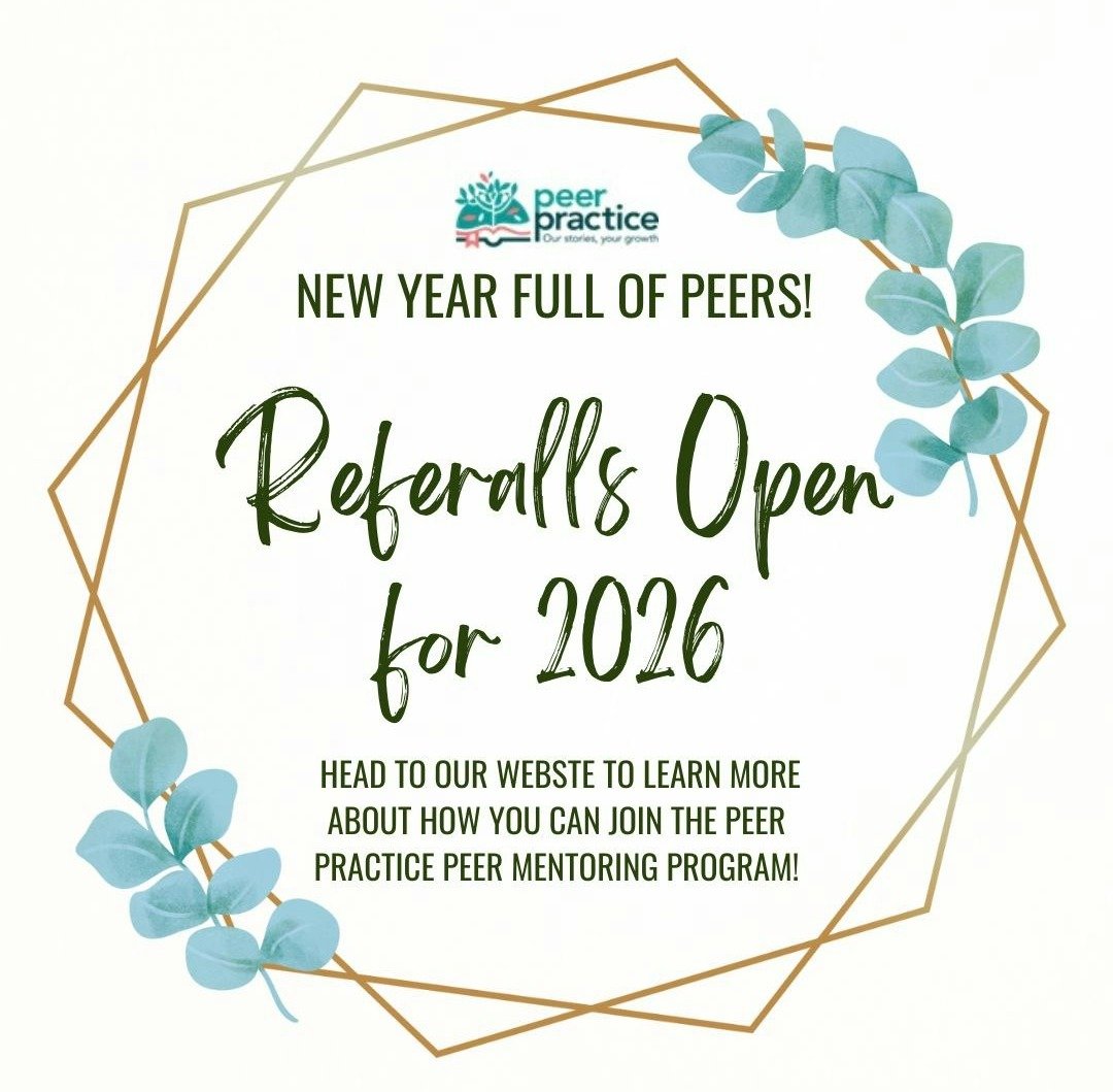 Exciting news! Peer Practice referrals for 2026 are now open. Join our mentoring program and make this year one for growth and connections. Head to our website for more details! 🌿 

#PeerPractice #Mentoring2026
#GrowthMindset #NetworkingOpportunitie