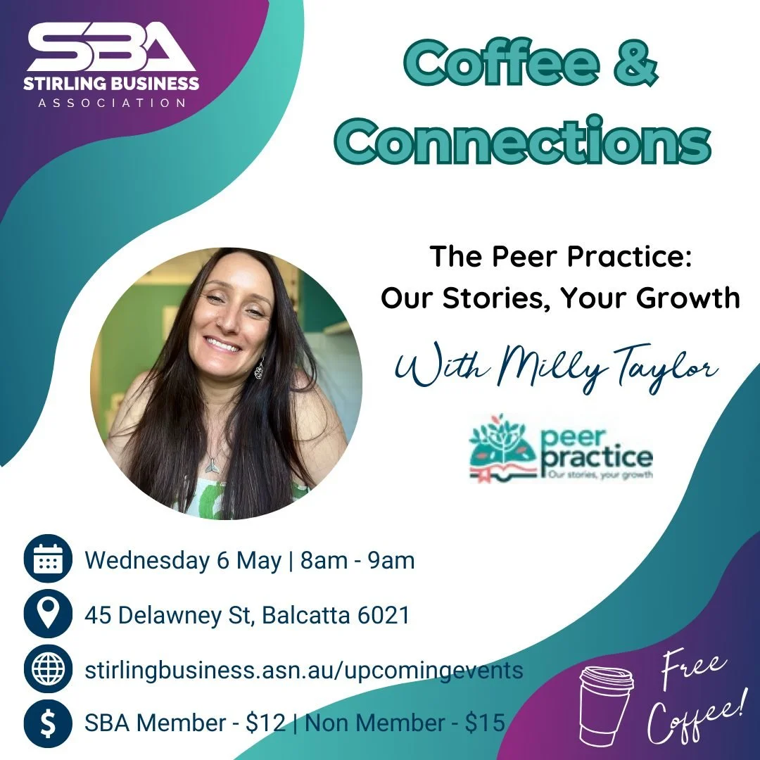 Join us at @stirlingbusinessassociation for Coffee &amp; Connections! ☕️

Milly Taylor will be sharing exciting updates from Peer Practice. 

Don&rsquo;t miss your chance to network and gain valuable insights! 

Plus, enjoy some free coffee while you