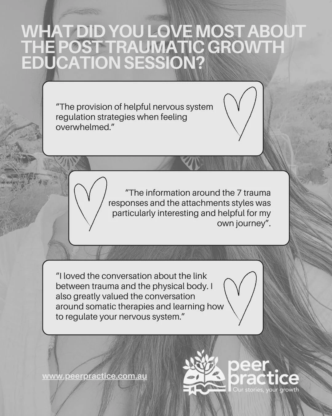 🌟 Join us for our next Post Traumatic Growth Education Session with Milly Taylor Creative on April 24th! 

Here&rsquo;s a glimpse of what past participants loved most. 

Want to dive deeper? Shoot us an email or DM 💌 

Check out our website for all