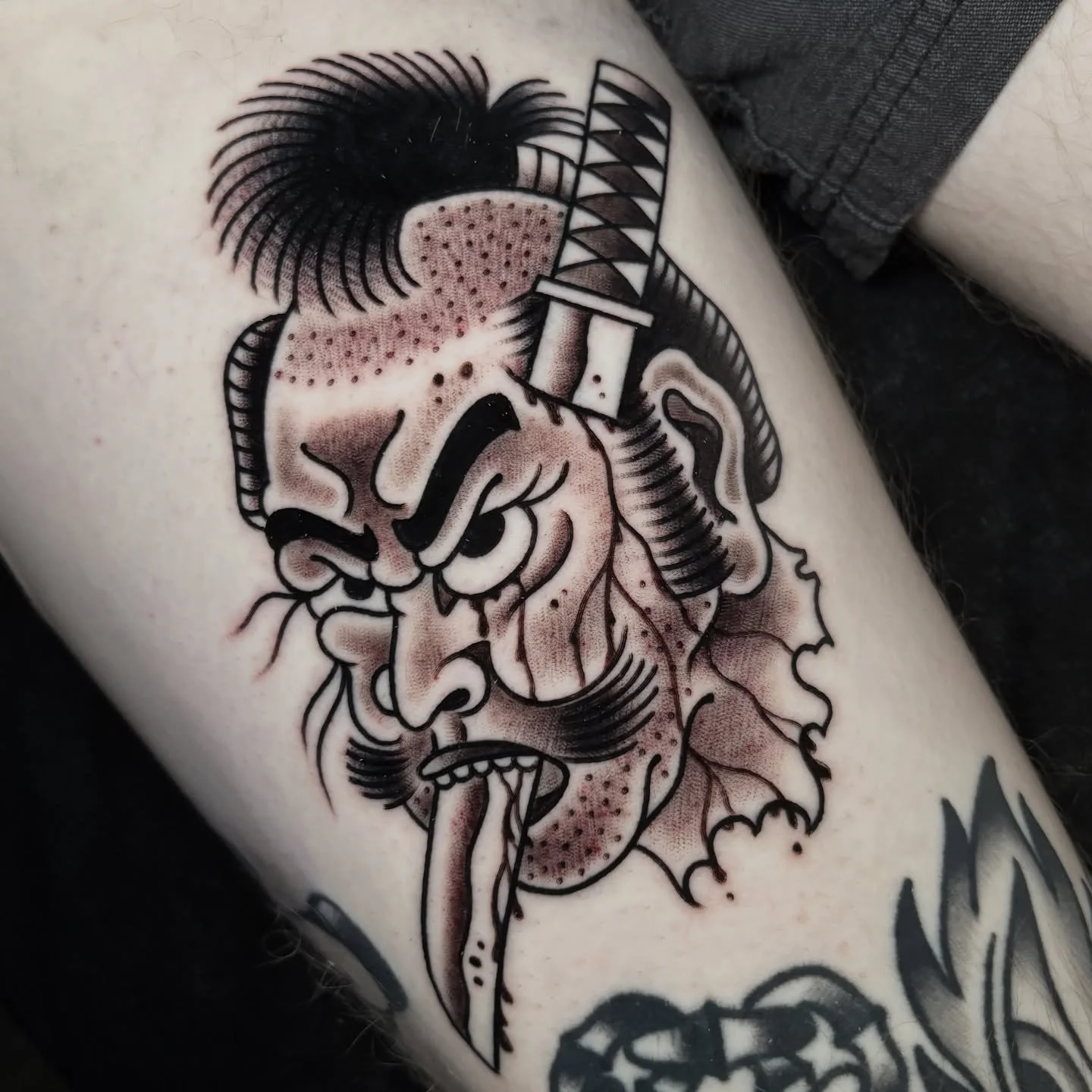 Namakubi for the homie Jack who&rsquo;s gonna have a full leg sleeve pieced out in about a week. Stoked with what we&rsquo;ve done over the past couple years, can&rsquo;t wait to show the final look. ✌️