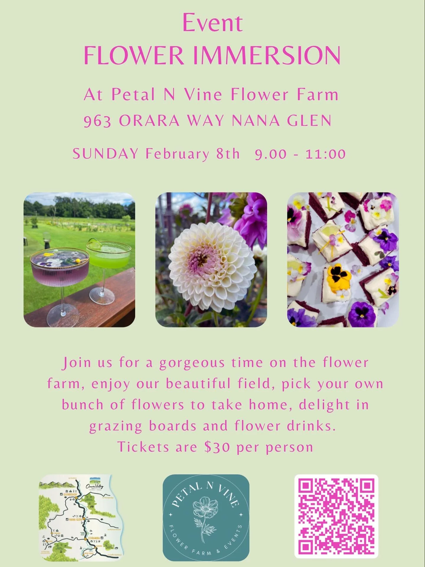 🌸February Flower Immersion 🌸
Sunday Feb 8th 9 - 11am. 
🍃Ticket link in our bio 🍃