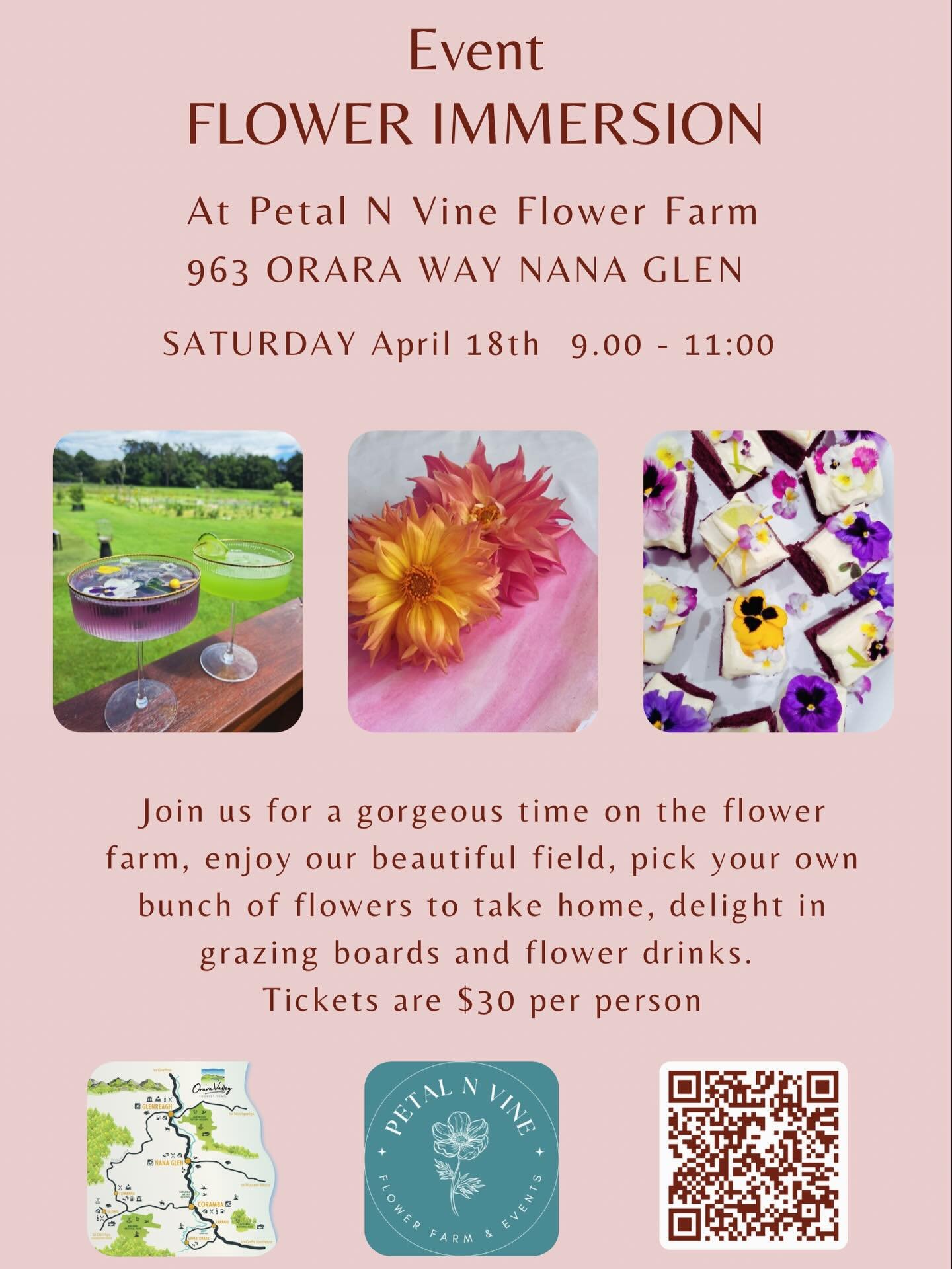🌸April 18th Flower Immersion 🌸

We have five tickets left for this event so jump into the link in our bio to get your ticket. 

Remember to send us a DM with your email if you would like to join our mailing list for early access to ticketed events.
