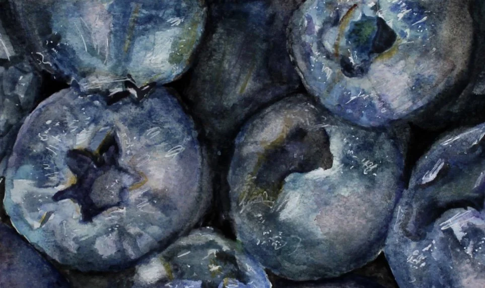 Blueberries
Watercolor and ink pen
8 x 6 in.