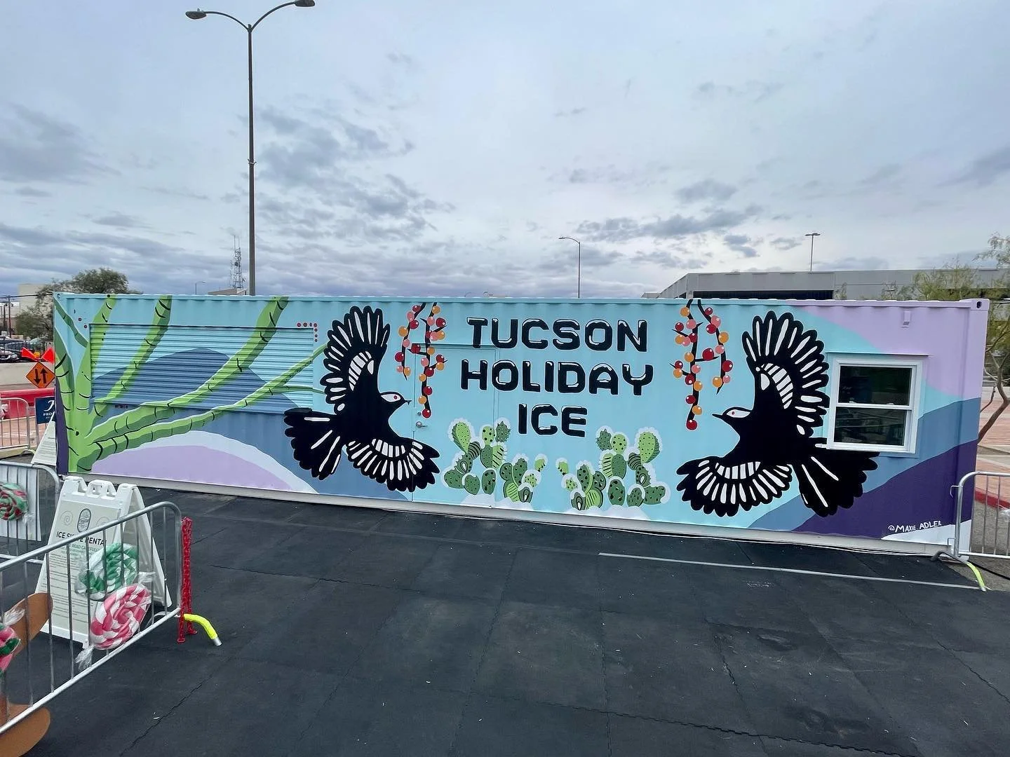 Phainopeplas munching desert mistletoe, gila monsters burrowing underground, snow-guaros melting before your eyes.. nothing like winter in the sonoran desert. 

Hope you&rsquo;re able to visit my finished mural for @cityoftucson at Tucson Holiday Ice