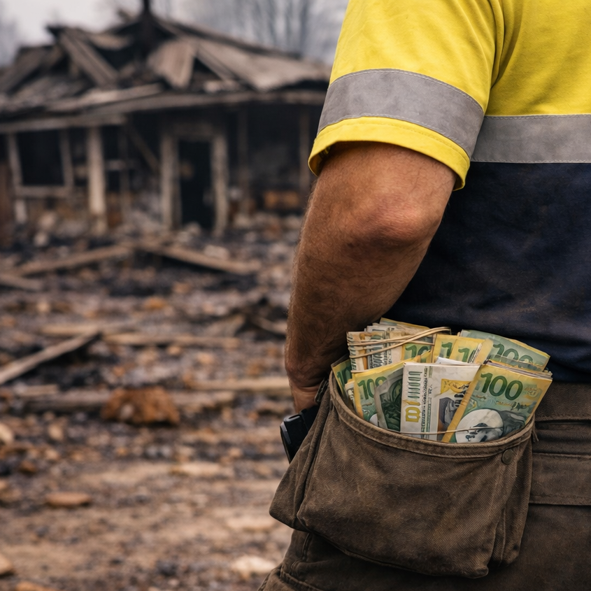 Fake tradies targeting bushfire victims and pocketing thousands in upfront cash