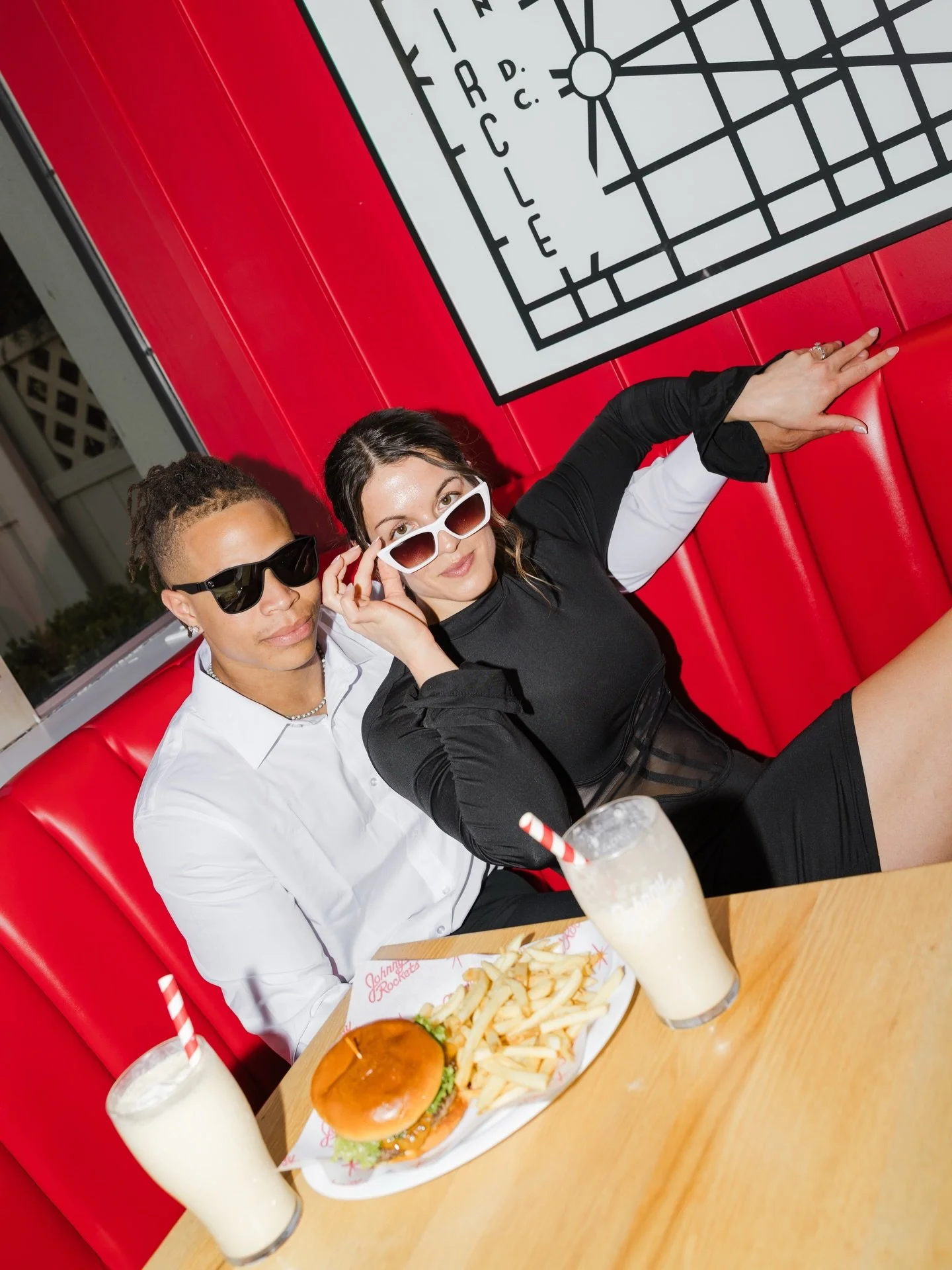 I had so much fun capturing Carly &amp; Tamar&rsquo;s engagement session at Johnny Rockets🥤🍟🤩 What a fun way to capture their love together! 

engagement photographer | dc engagement | dc engagement photographer | engagement photos at johnny rocke