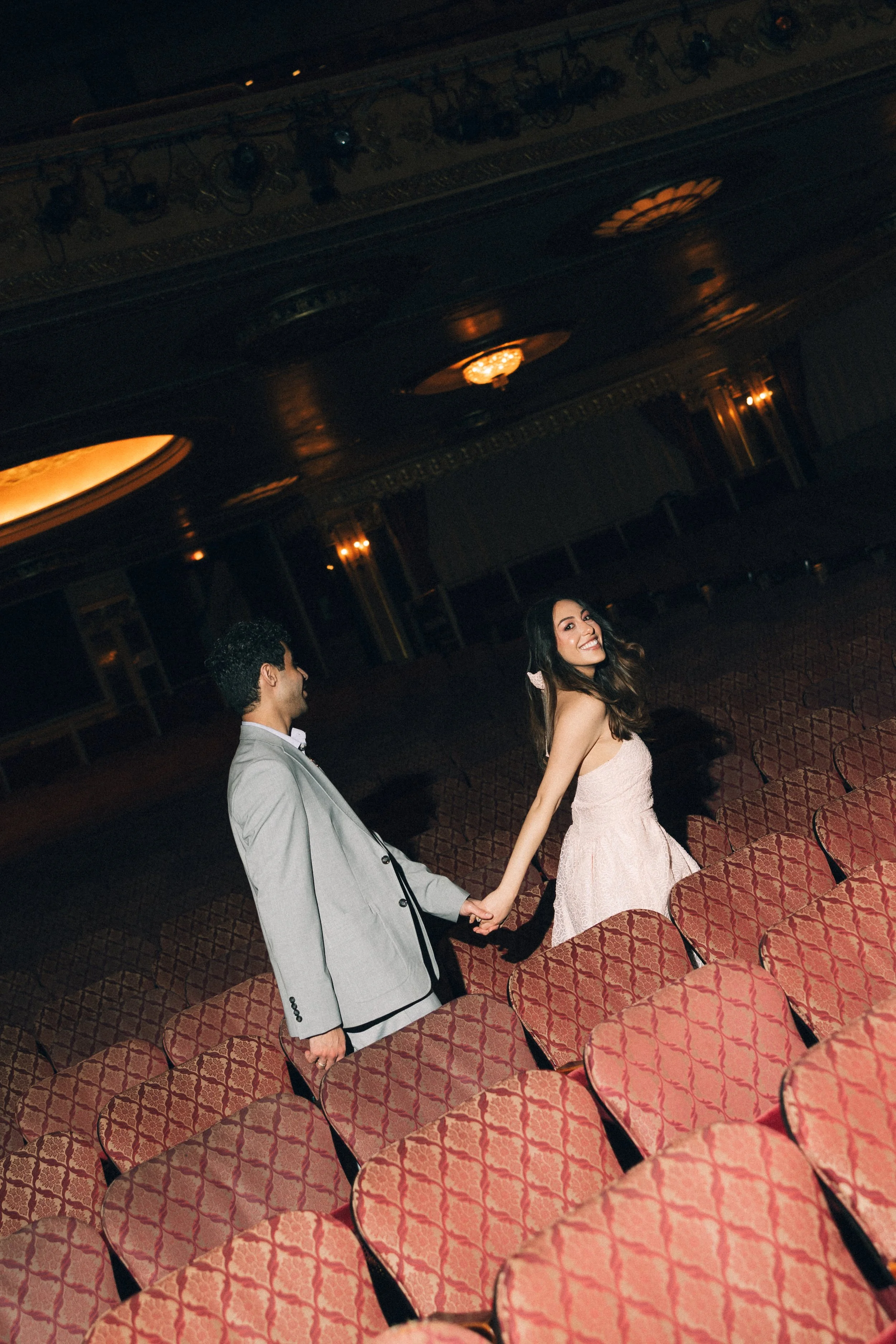 Warner Theatre Engagement Photos in Washington DC | Mina + Susanna