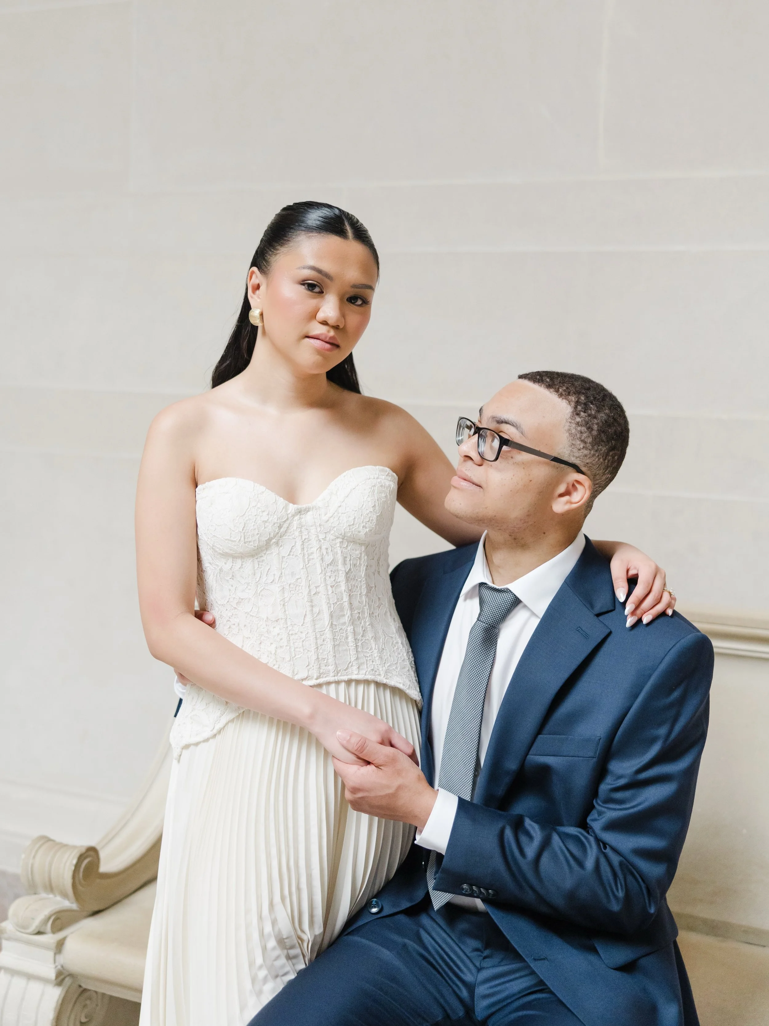 Beautiful wedding portraits at the National Gallery of Art in DC with Mian &amp; Ashaud 🤍✨

dc engagement | dc wedding | dc wedding portraits | museum engagement