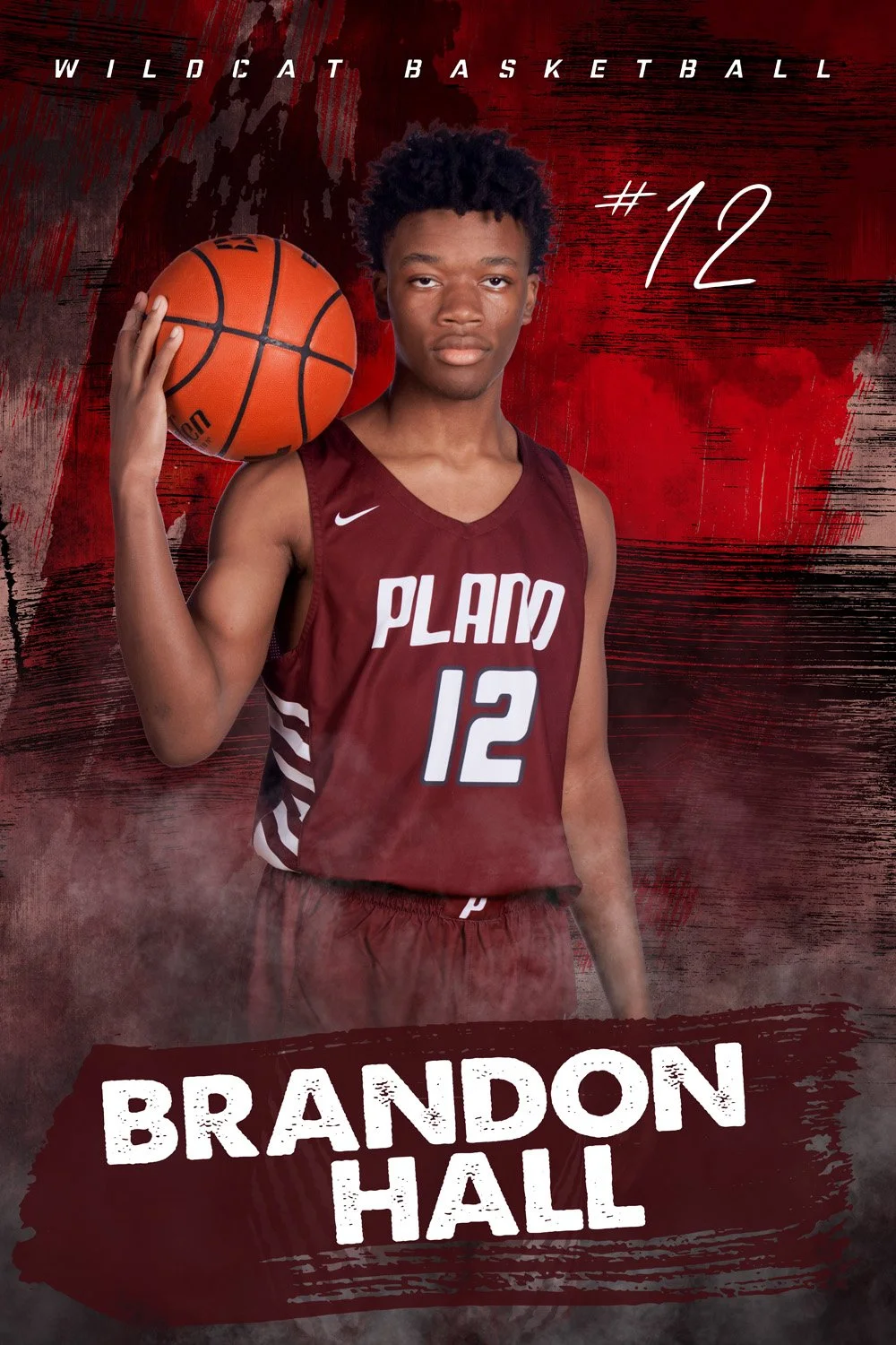 Grunge Brush Basketball 16x24 Banner - Individual - Vertical