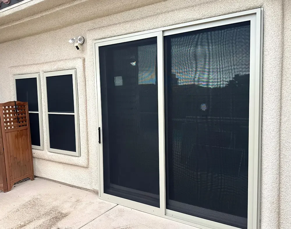 Custom sliding security screen door for a residential patio