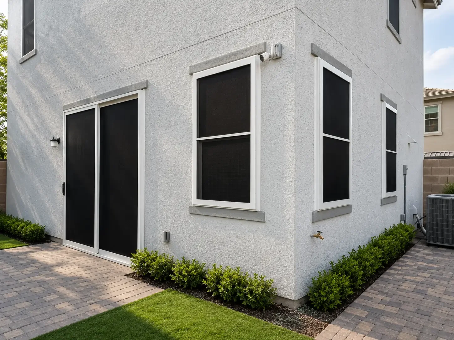 Security screens installed on doors and windows of a Woodland Hills home to improve safety, airflow, and outdoor protection