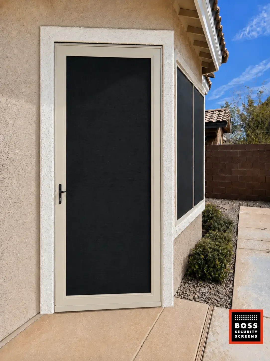 beige-single-hinged-security-screen-with-matching-dark-window-screens.webp